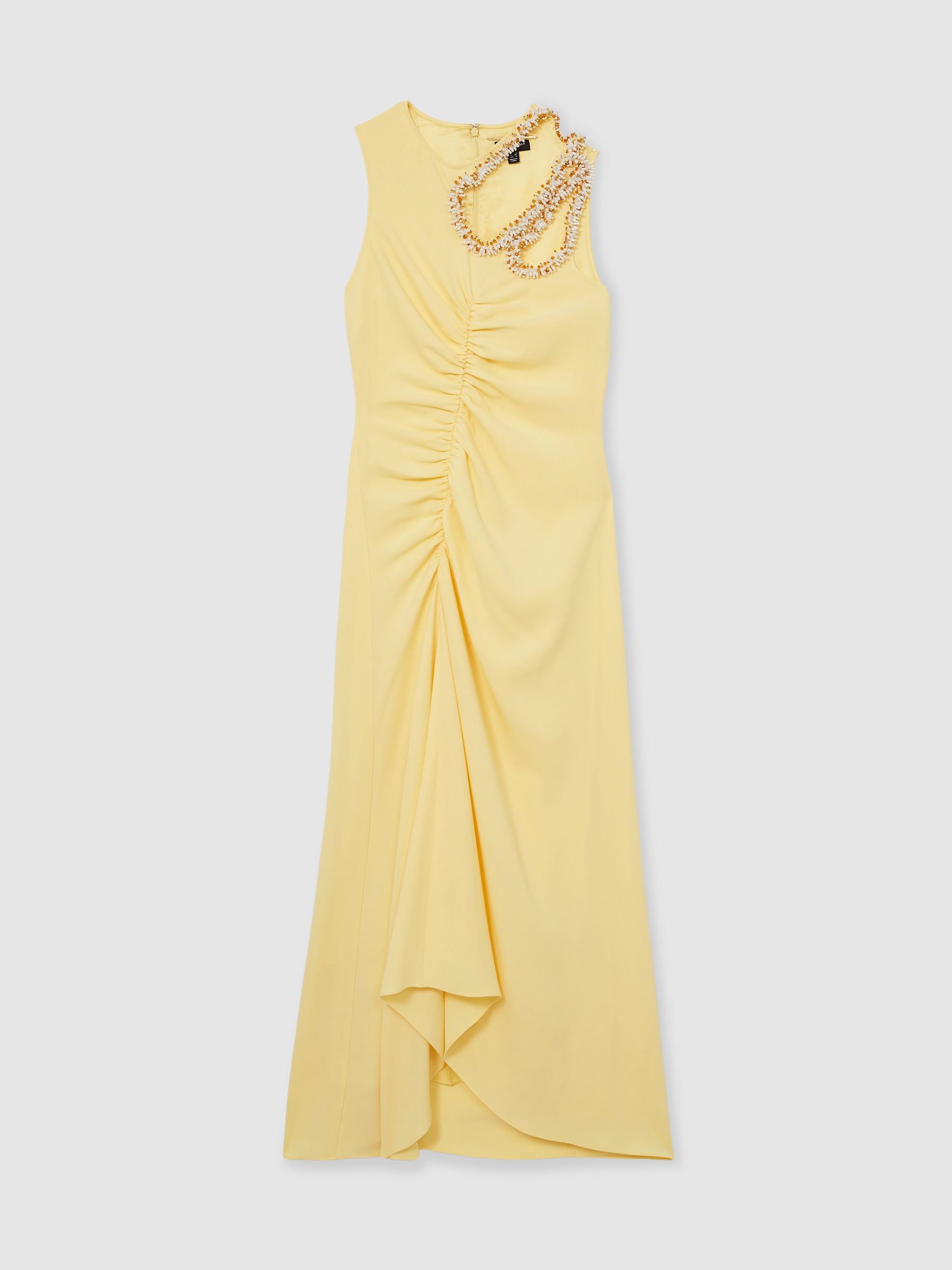 Atelier Embellished-Shoulder Maxi Dress in Yellow