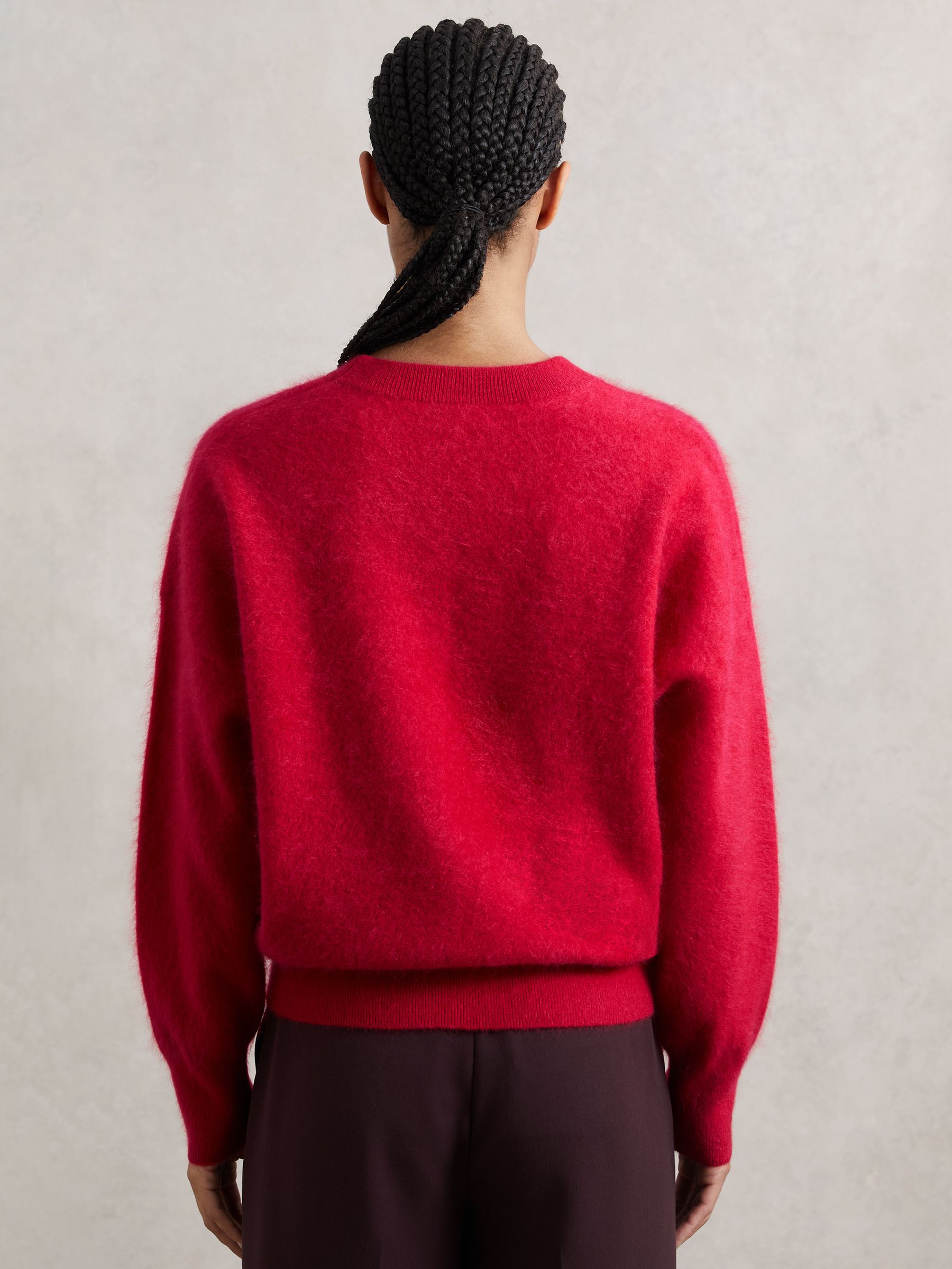 Brushed Cashmere Crew Neck Jumper in Red