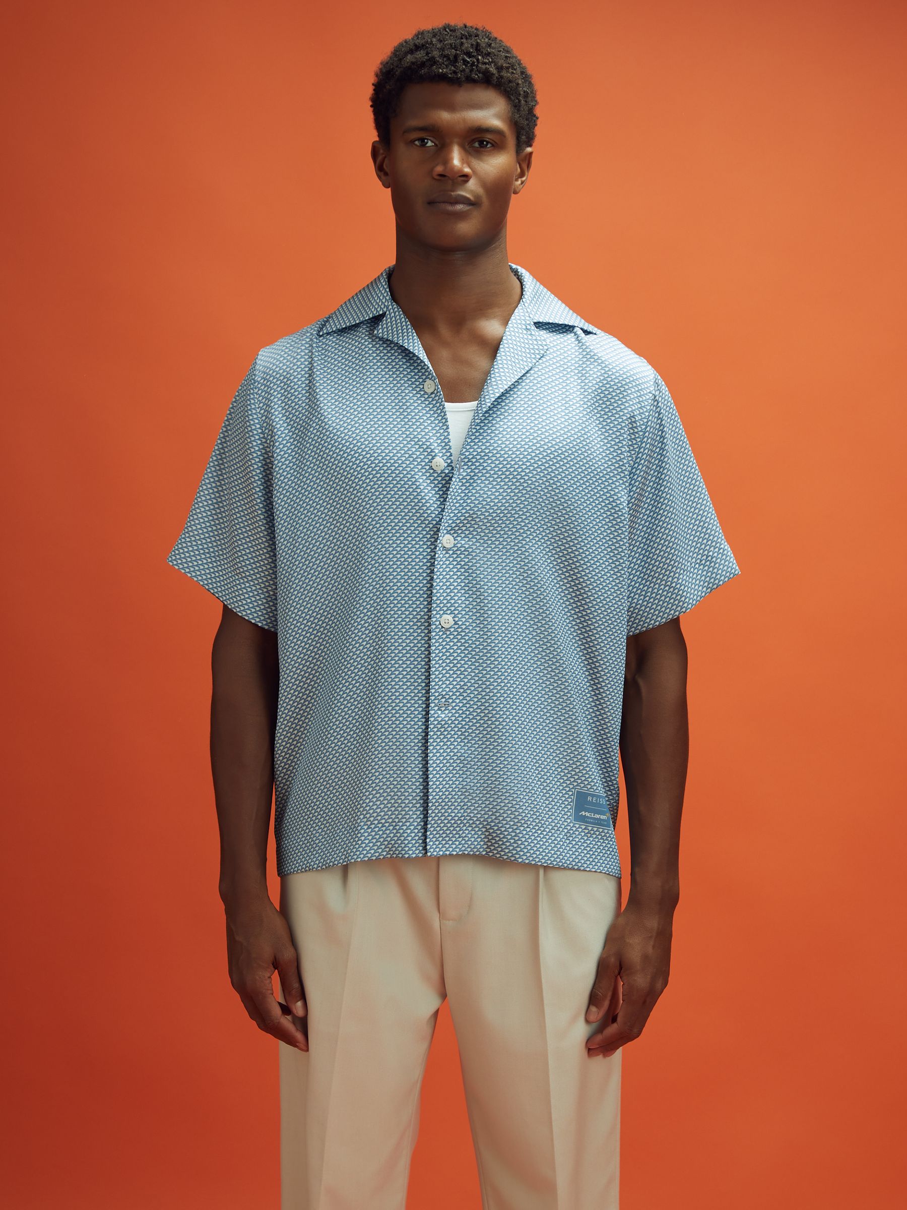 McLaren F1 Cuban Collar Shirt in Airforce Blue