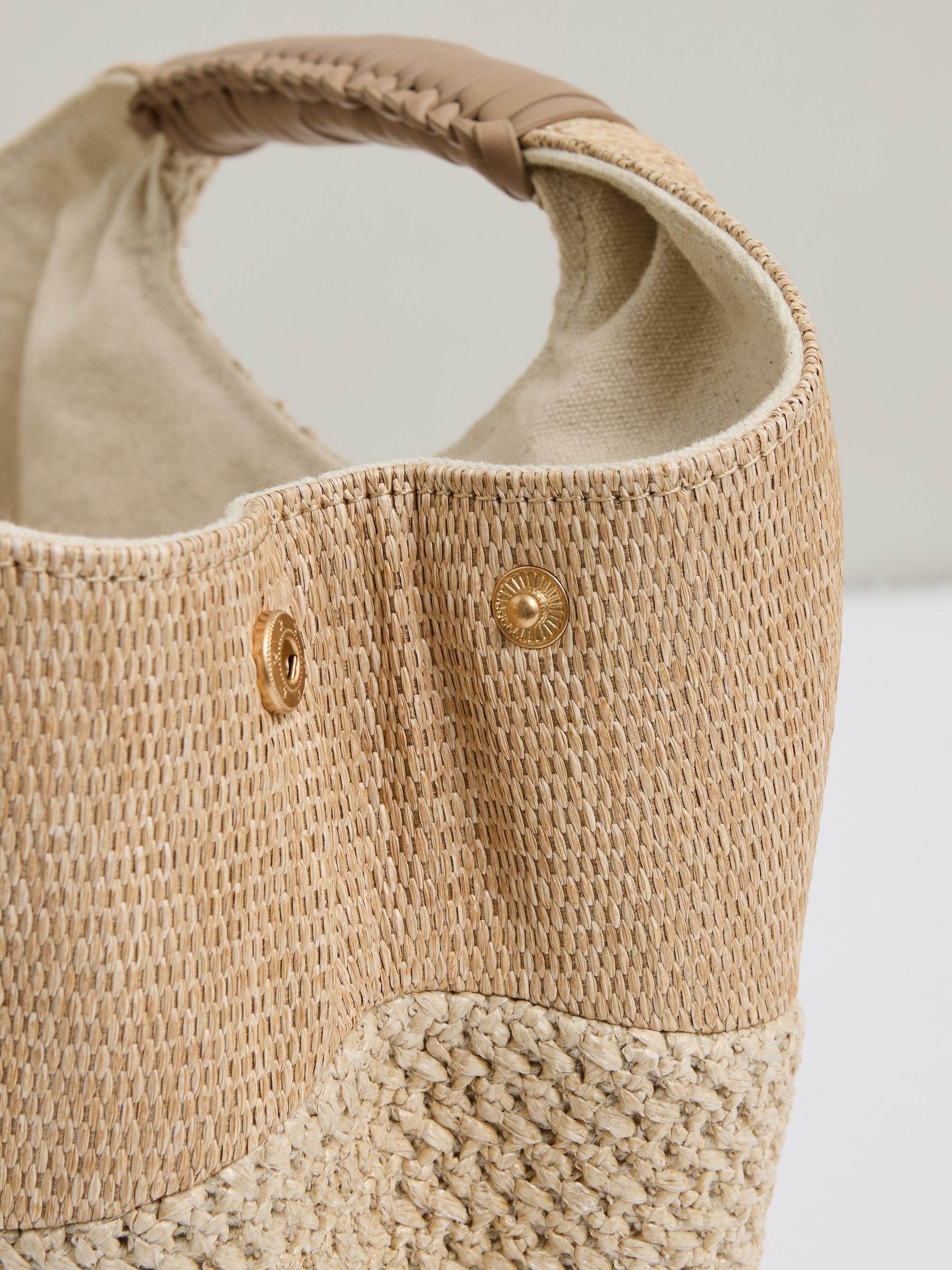 Raffia Patchwork Clutch Bag in Natural