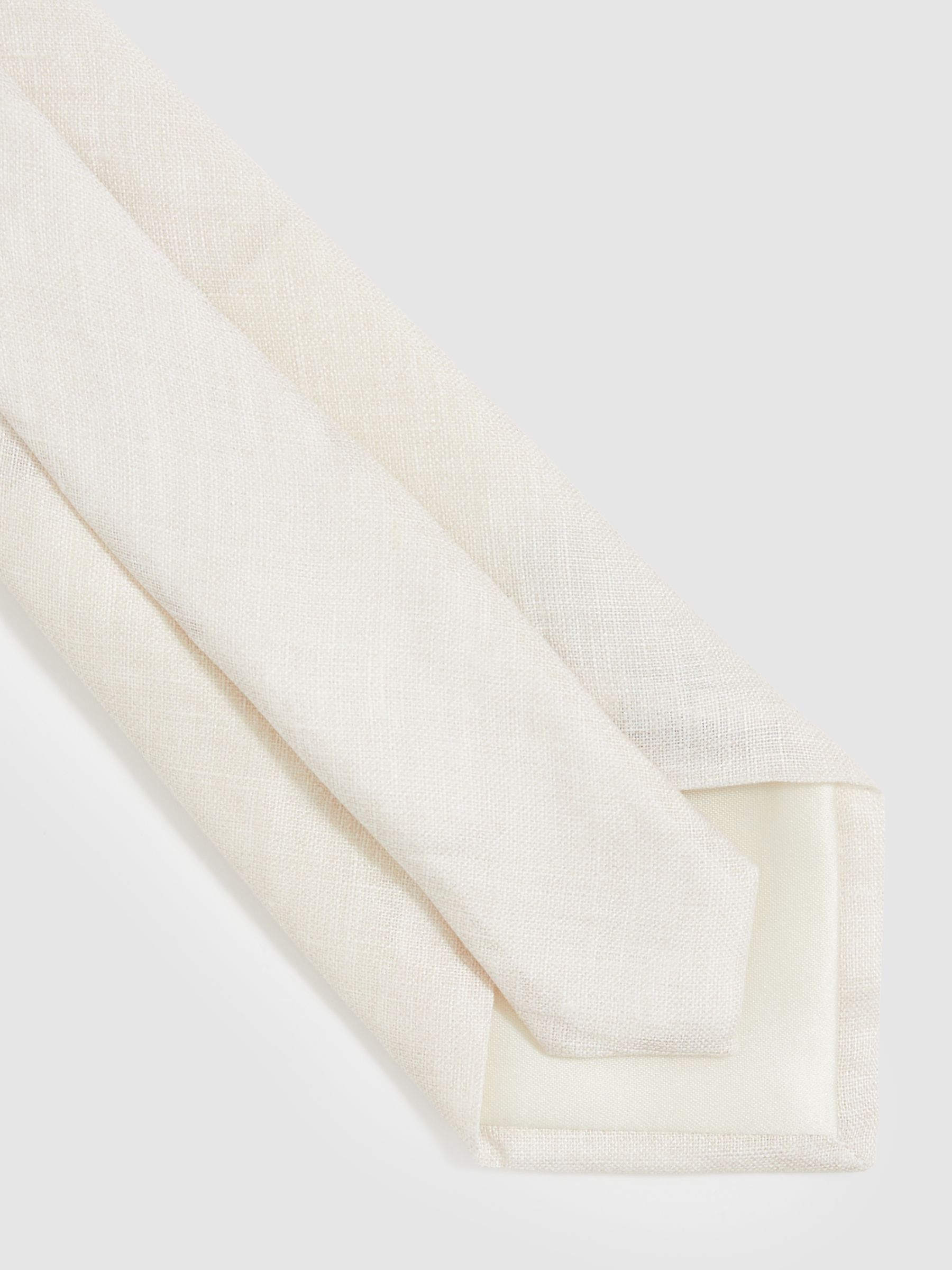 Linen Textured Tie in Ecru