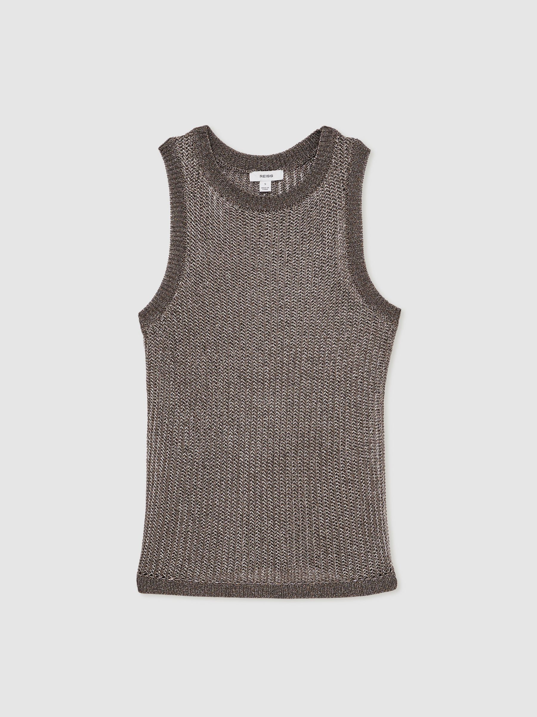 Metallic Knit Vest in Gunmetal