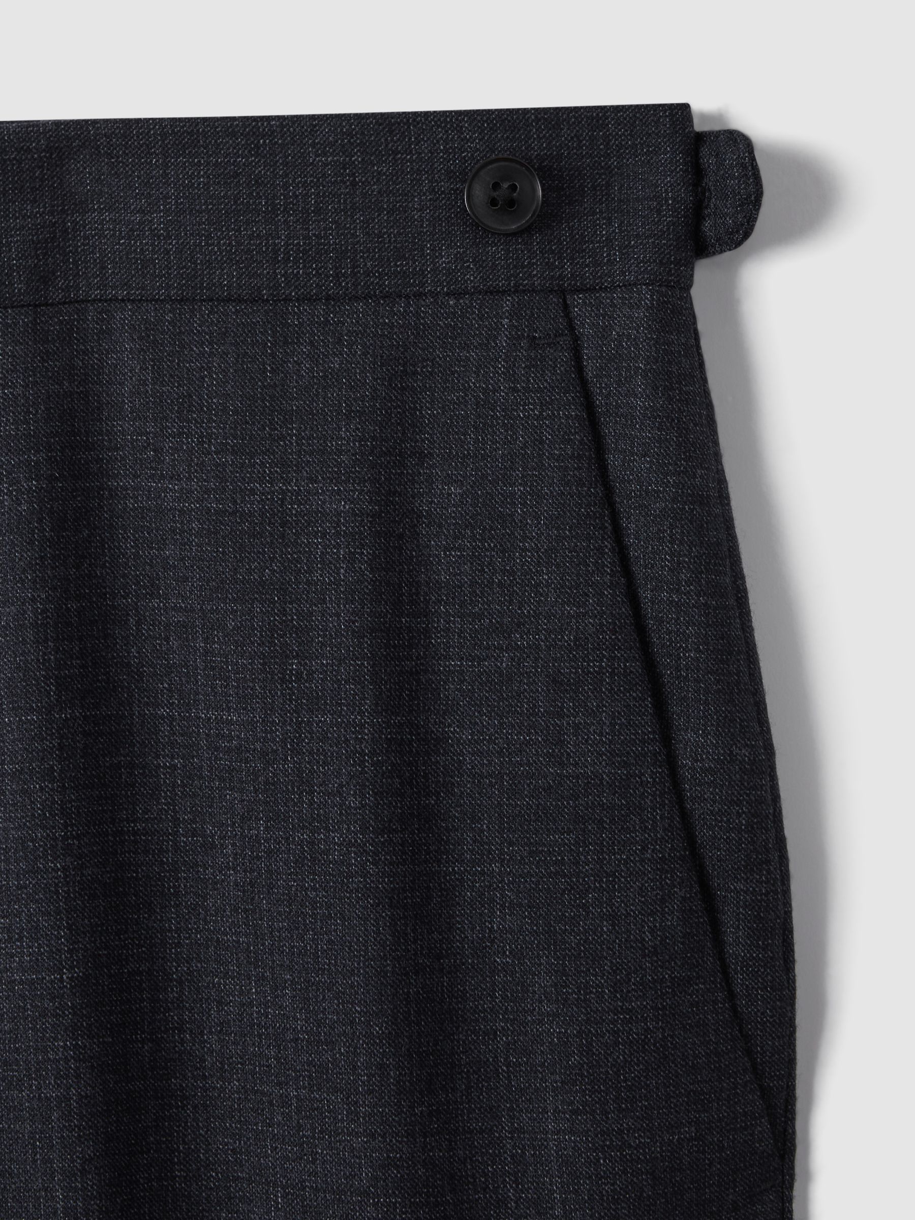 Slim Fit Wool Textured Trousers in Navy