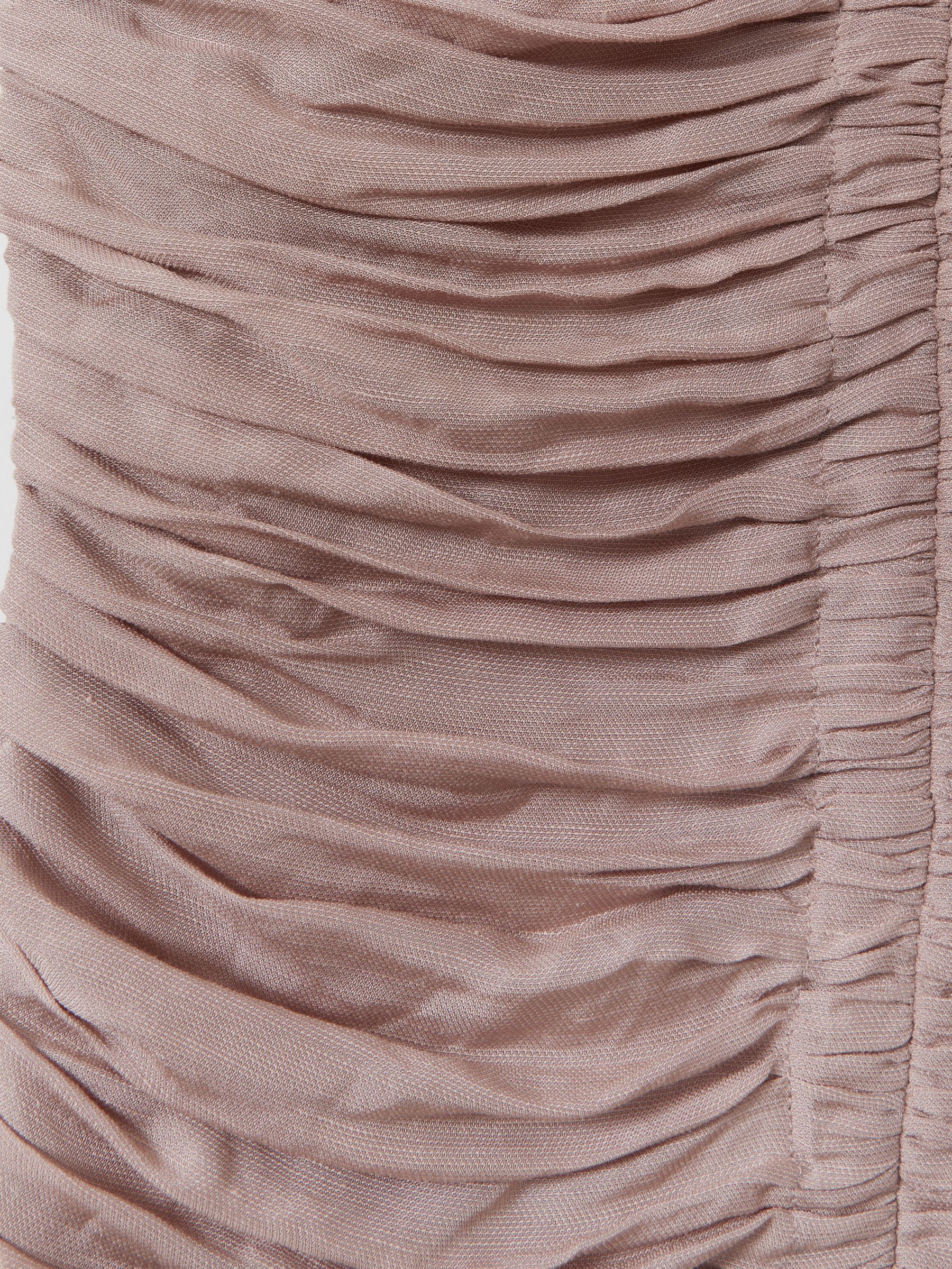 Viscose Linen Ruched Maxi Dress in Dusty Pink