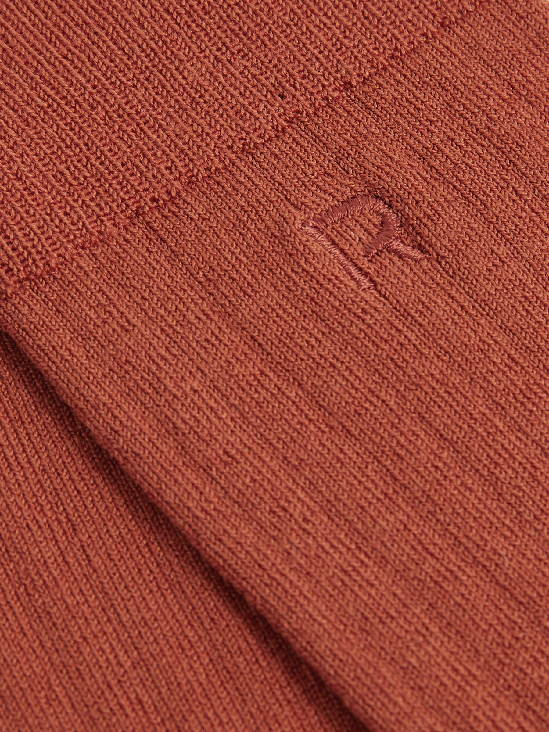 Cotton-Blend Logo-Embroidered Socks in Rust Orange