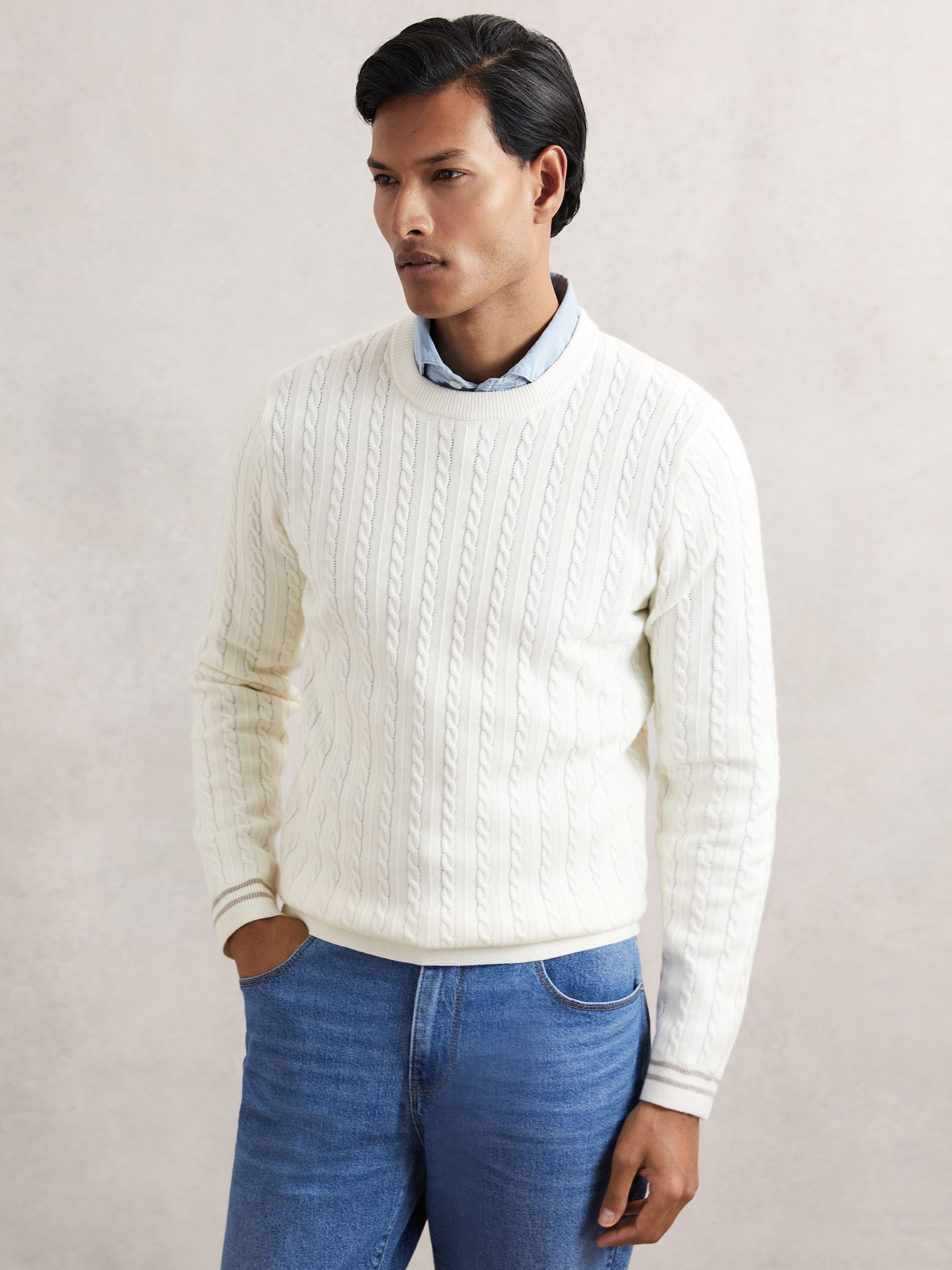Cable-Knit Jumper With Wool in White
