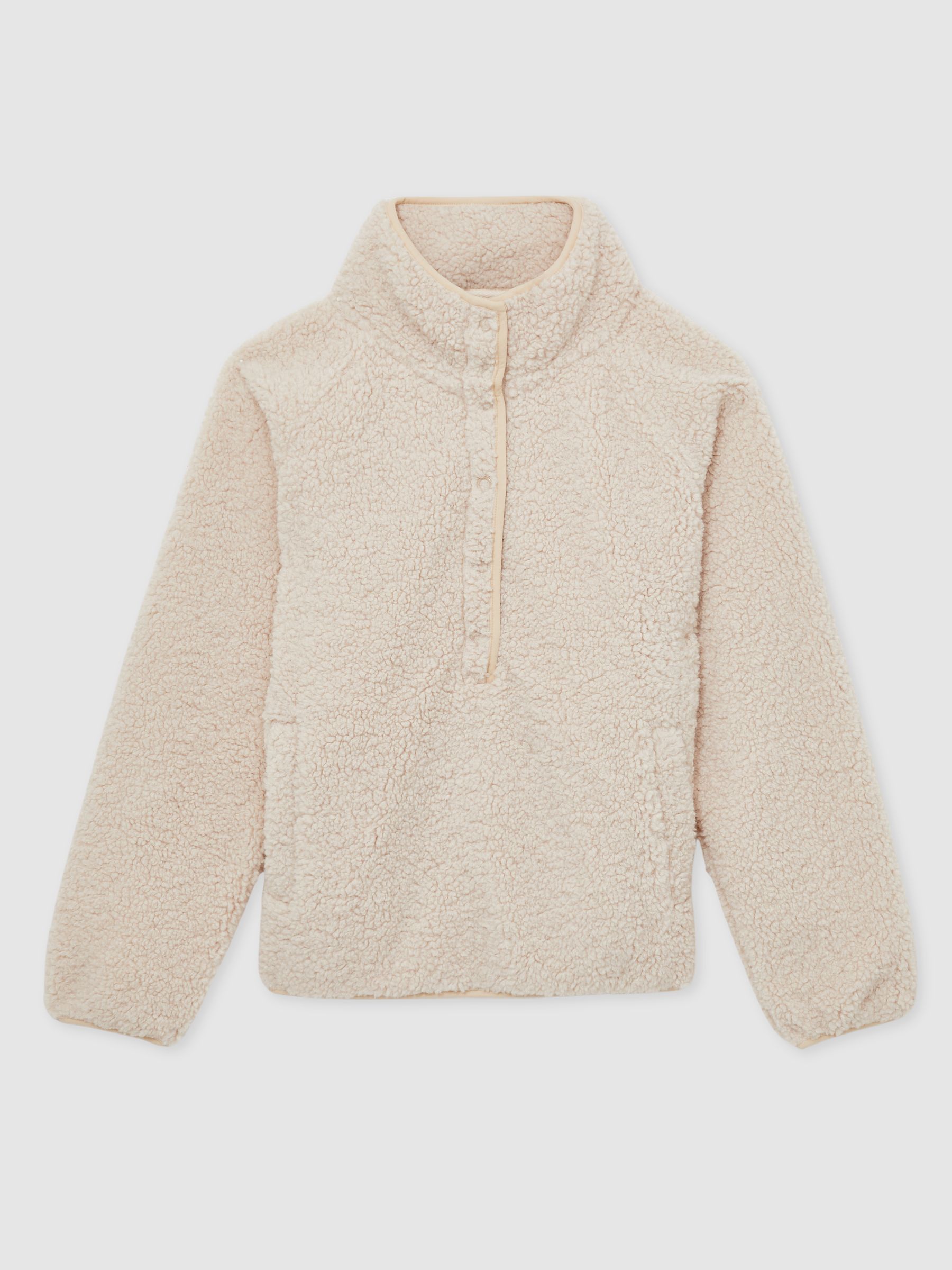 Press Stud Fleece Sweatshirt in Natural