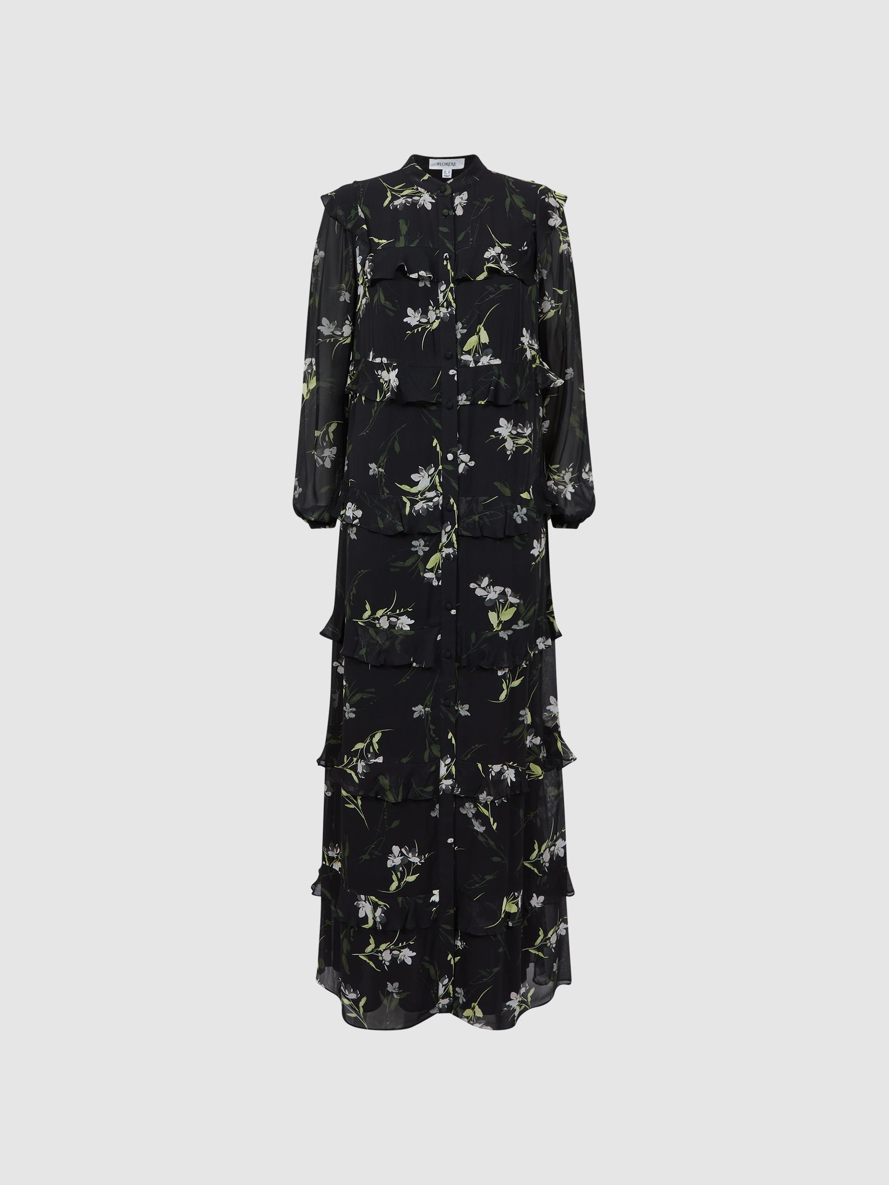 Florere Floral Tiered Maxi Dress in Black