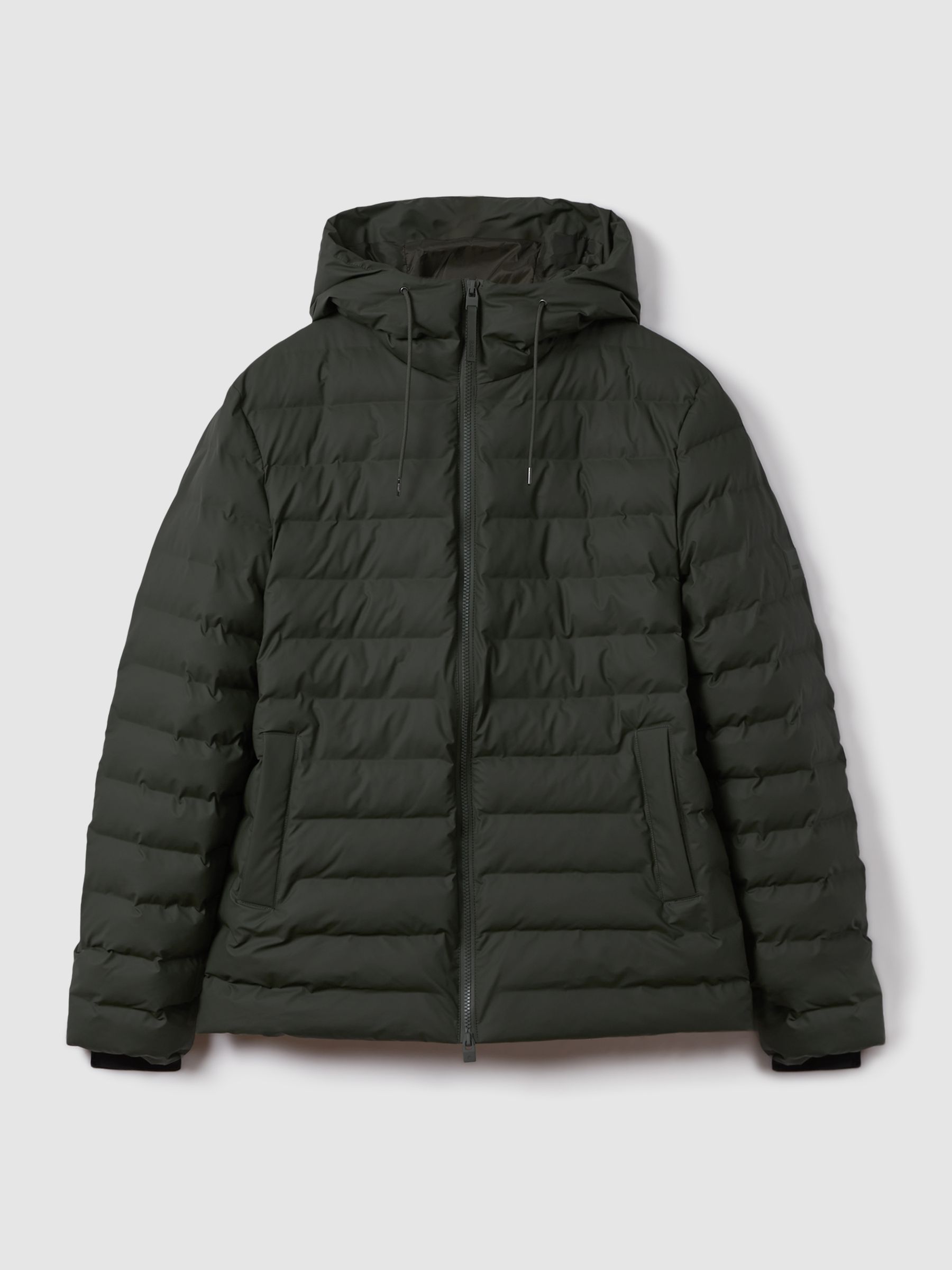 Rains Hooded Puffer Jacket in Green