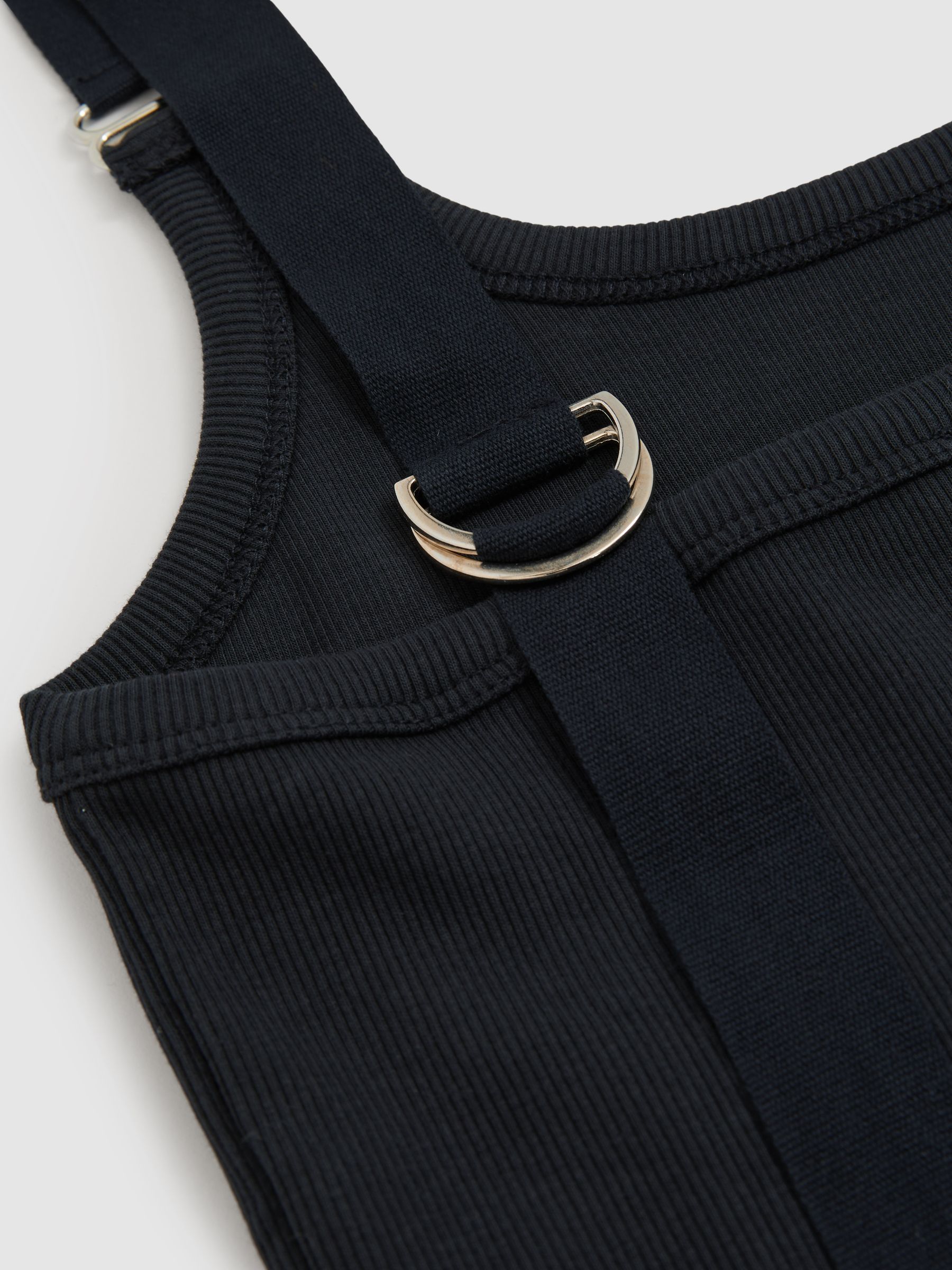 Stretch-Cotton D-Ring Strap Vest in Navy