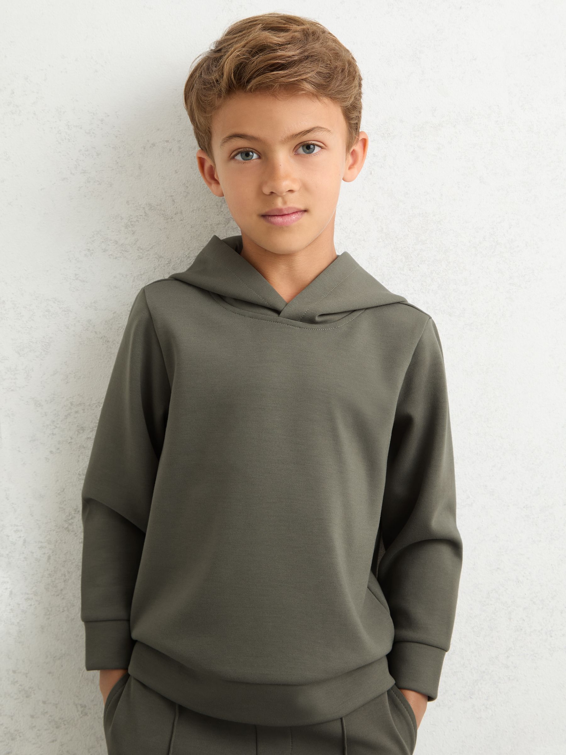 3-9 yrs Interlock Jersey Hoodie in Dark Sage