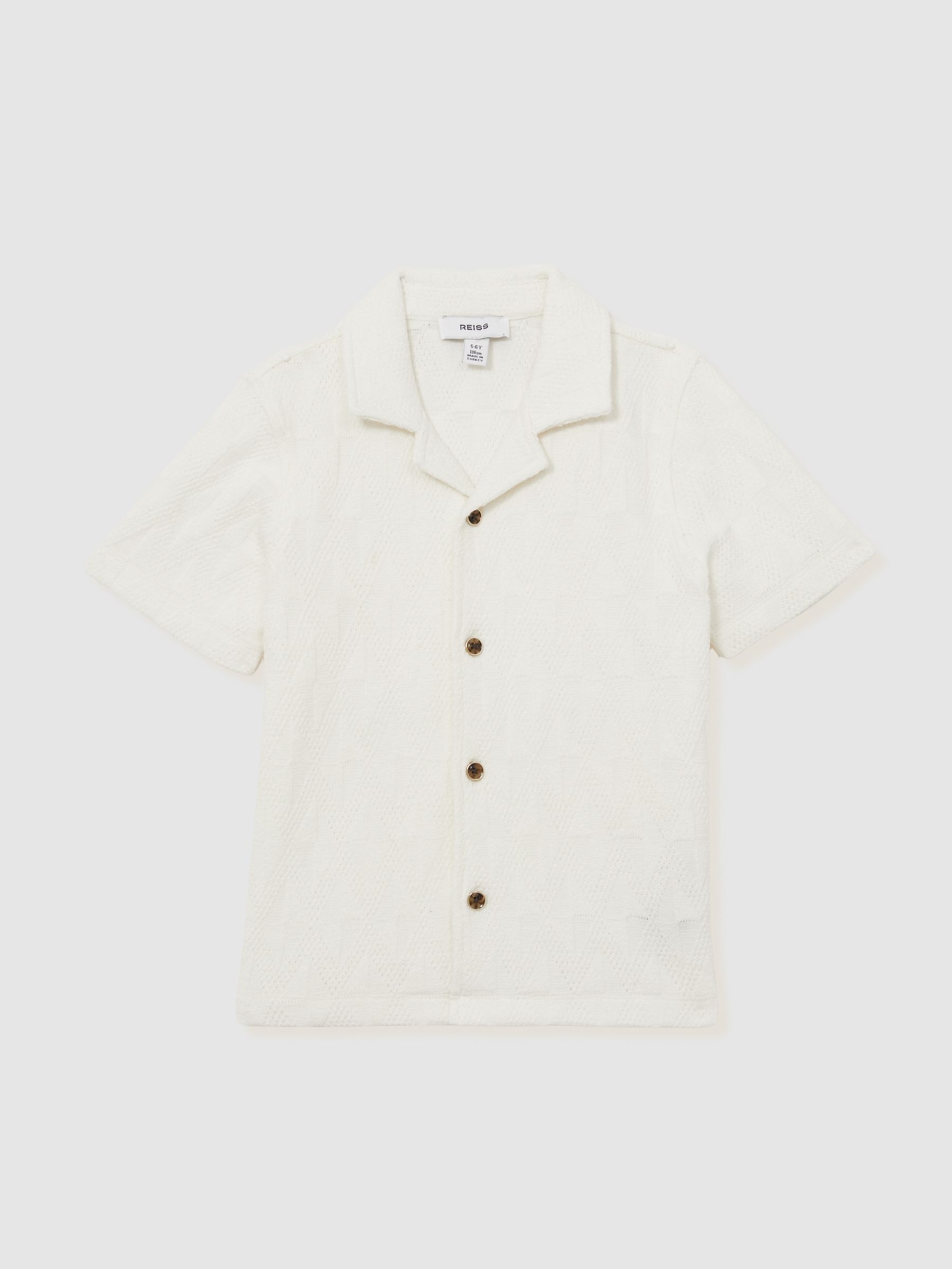 3-9 yrs Stretch-Cotton Textured Shirt in Off White