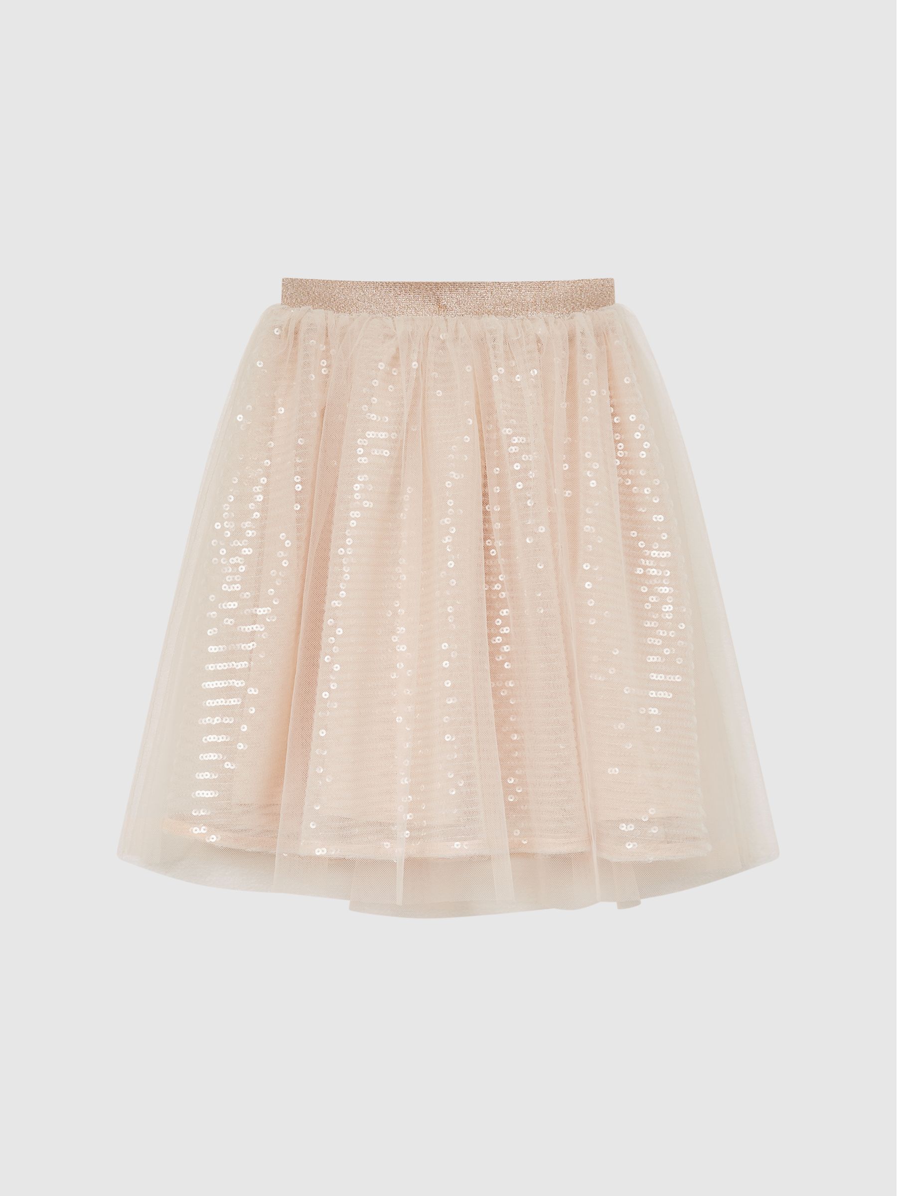 9-12 yrs Sequin Midi Skirt in Pale Pink