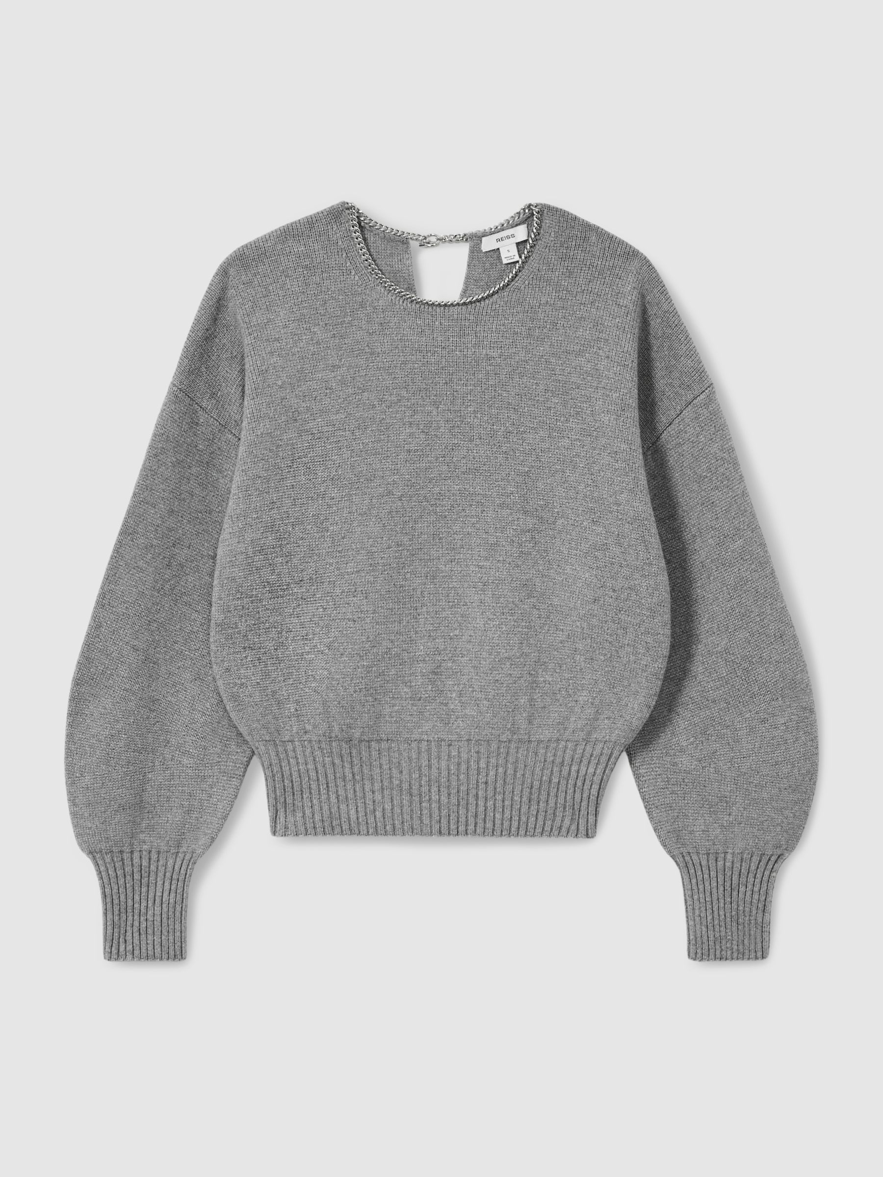 Chain-Necklace Jumper With Cashmere in Grey