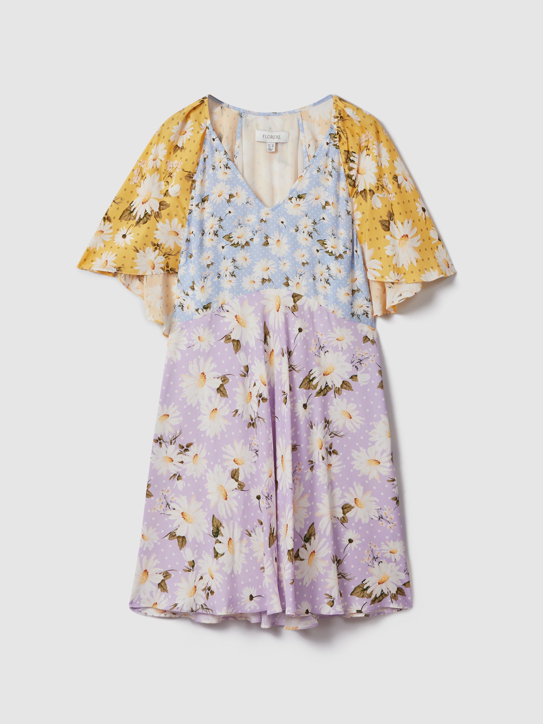 Florere Printed Cape Sleeve Mini Dress in Multi