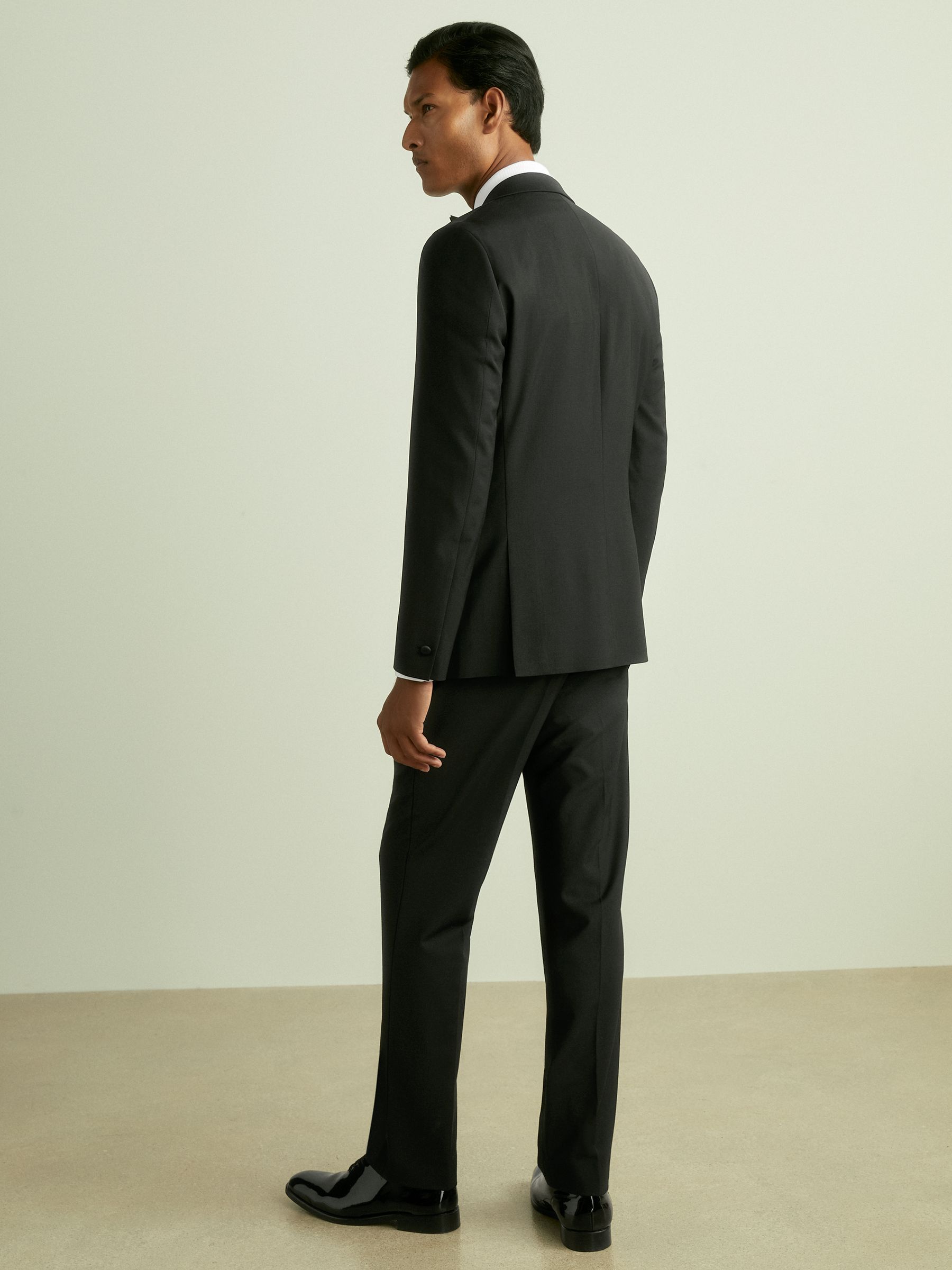 Regular Fit Single Breasted Tuxedo Jacket in Black