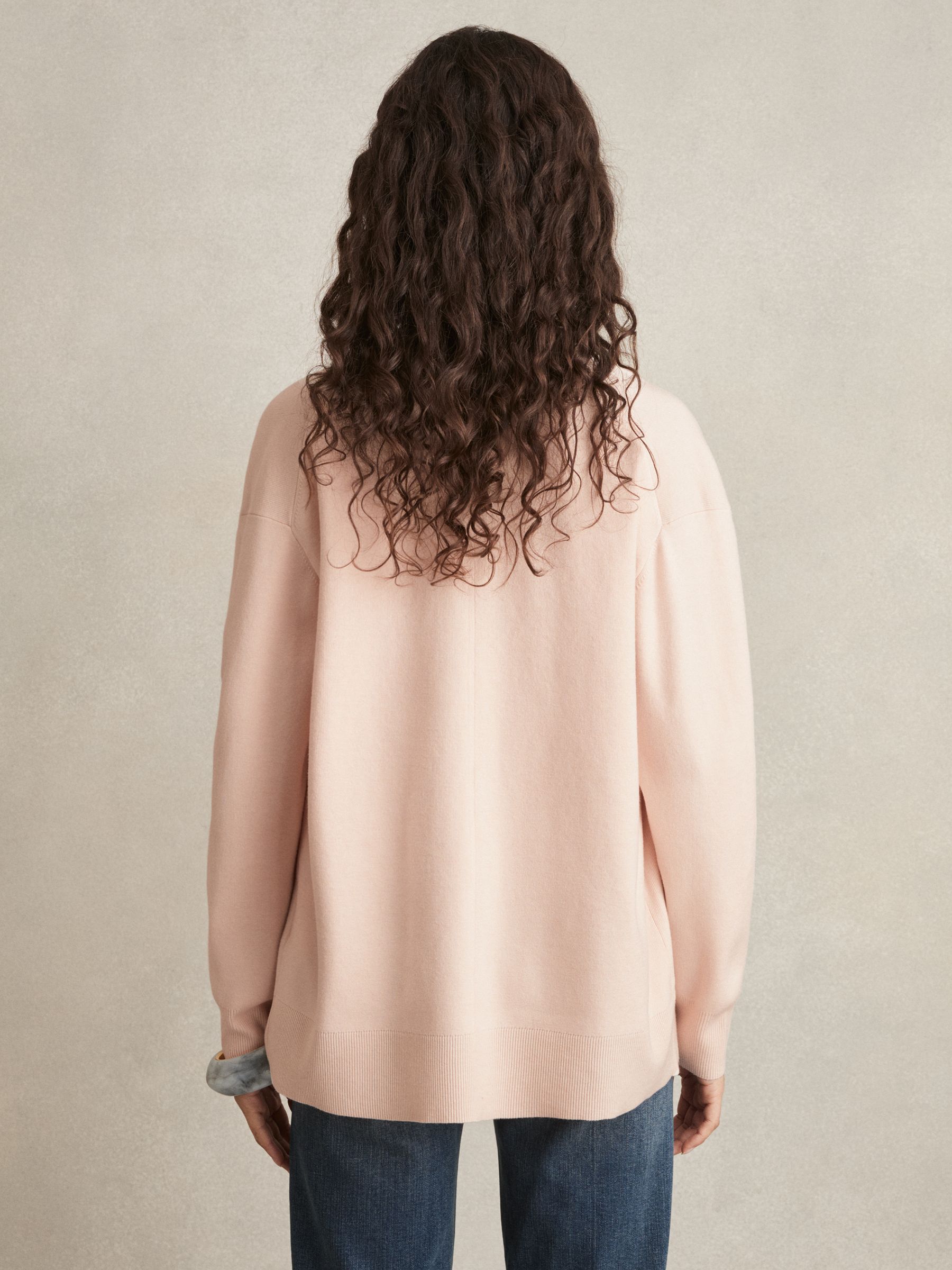 Lyocell Blend V-Neck Cardigan in Pink