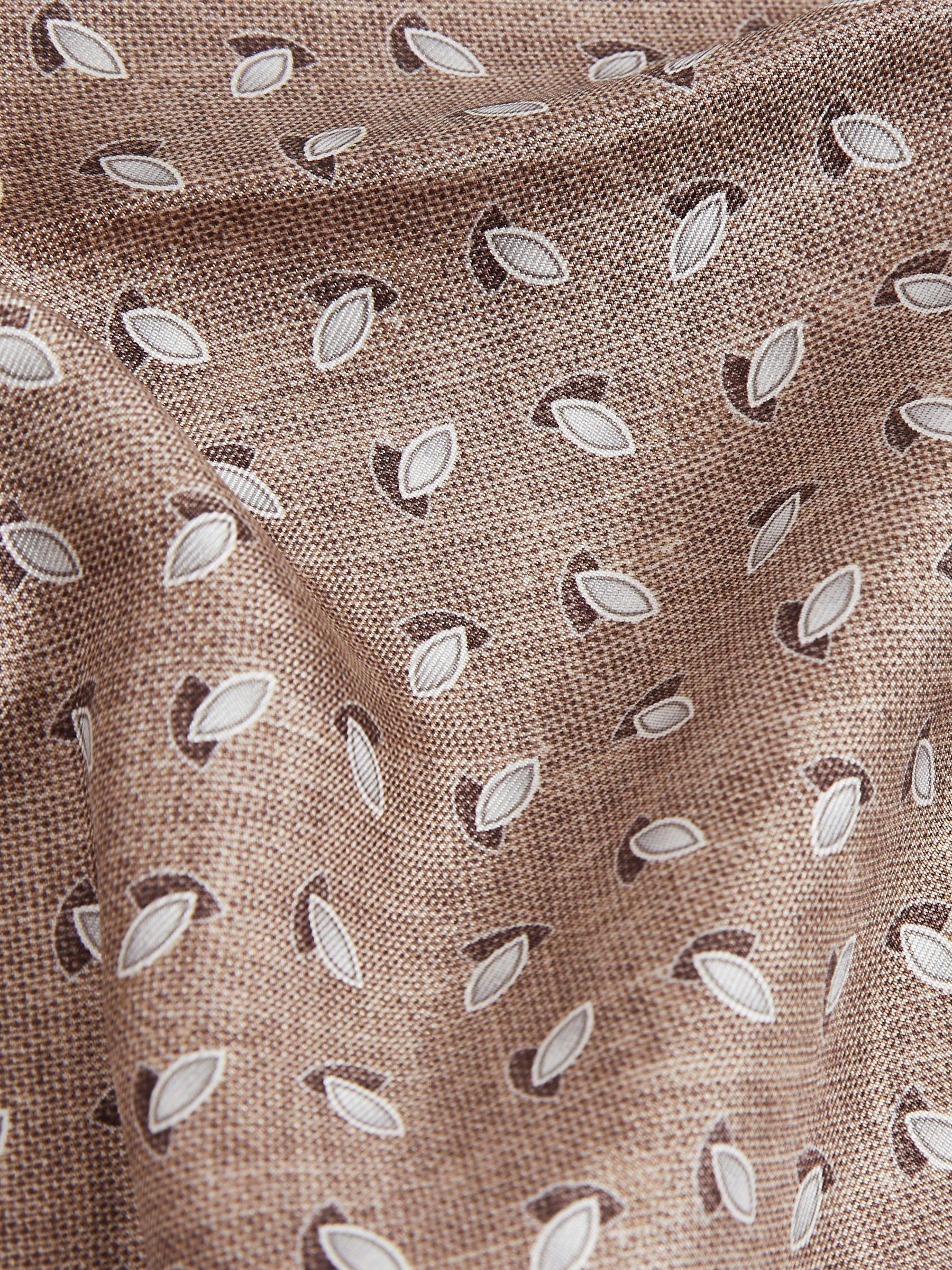 Almond Print Silk Pocket Square in Soft Brown Melange