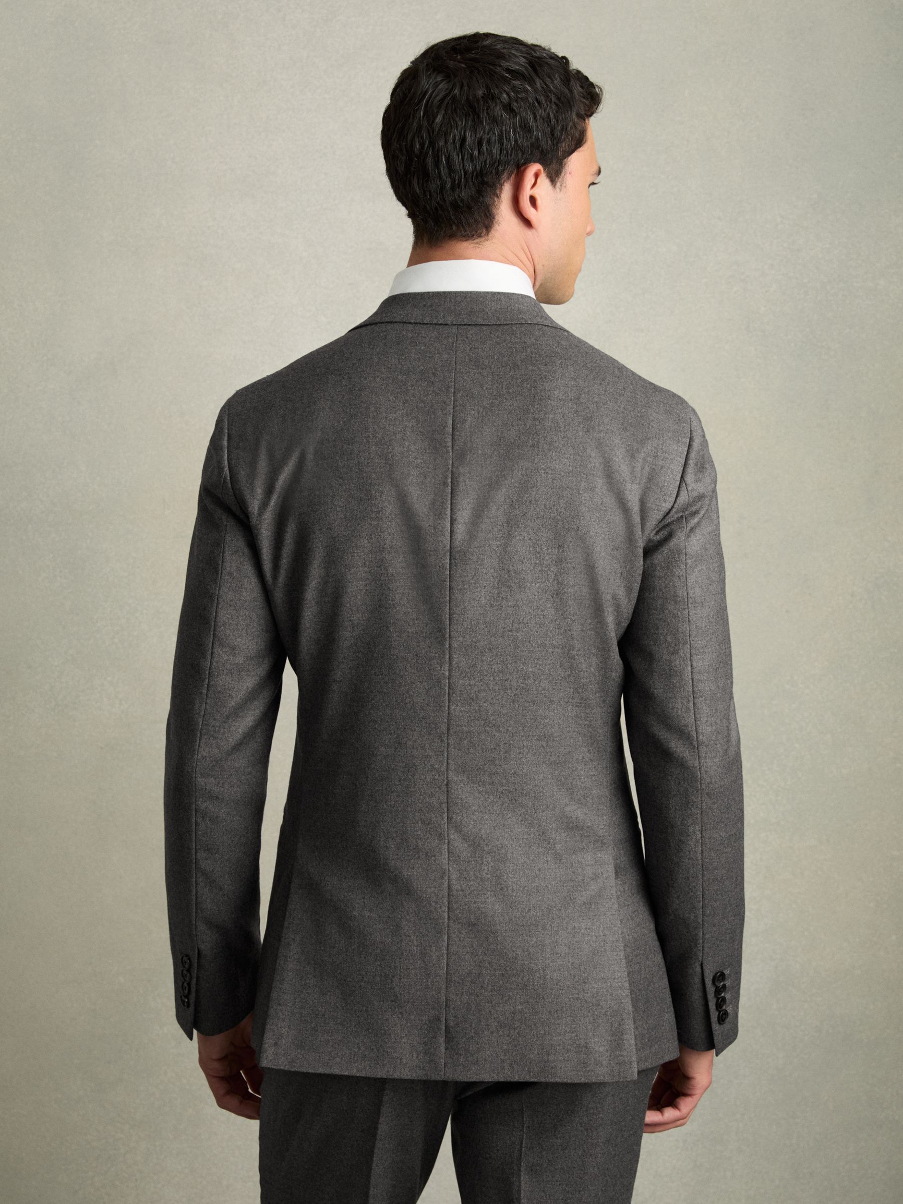 Slim-Fit Wool-Blend Suit Blazer in Grey Melange