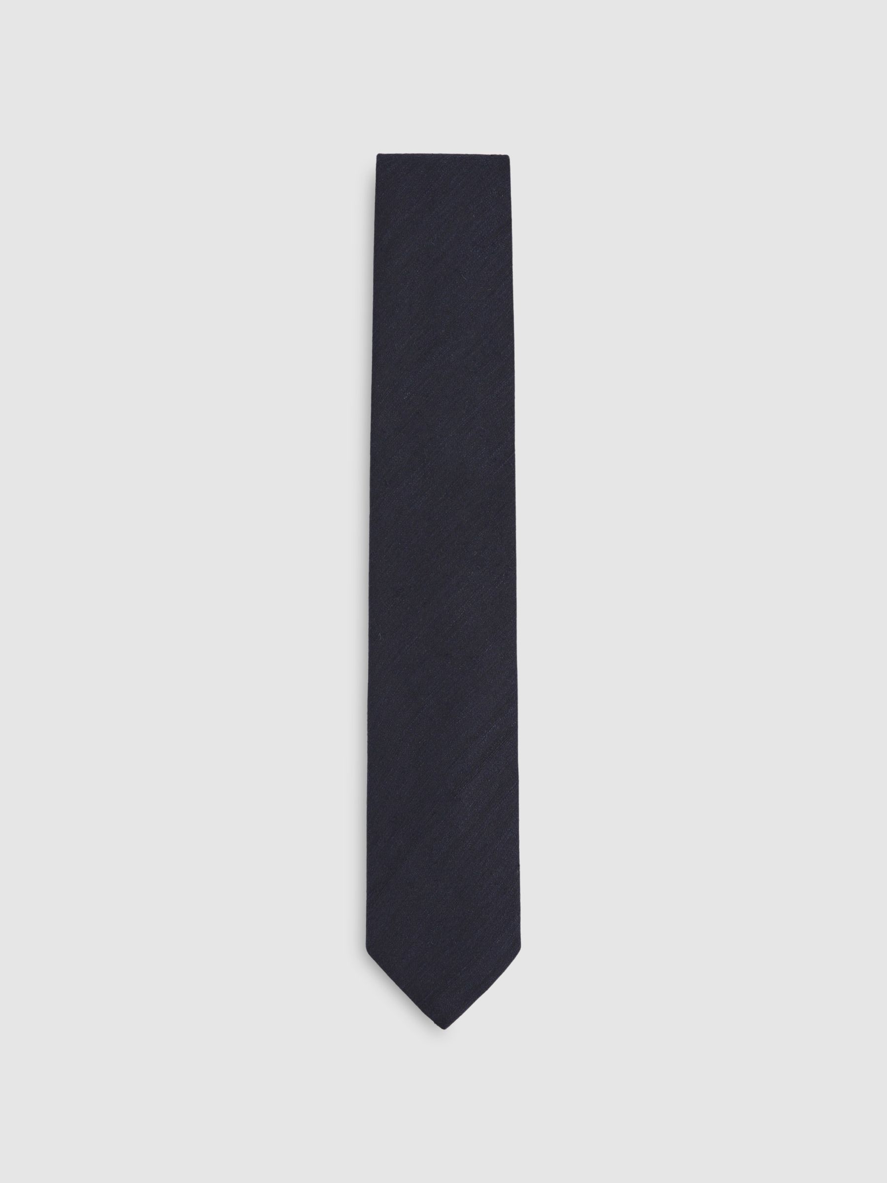 Silk Blend Textured Tie in Navy