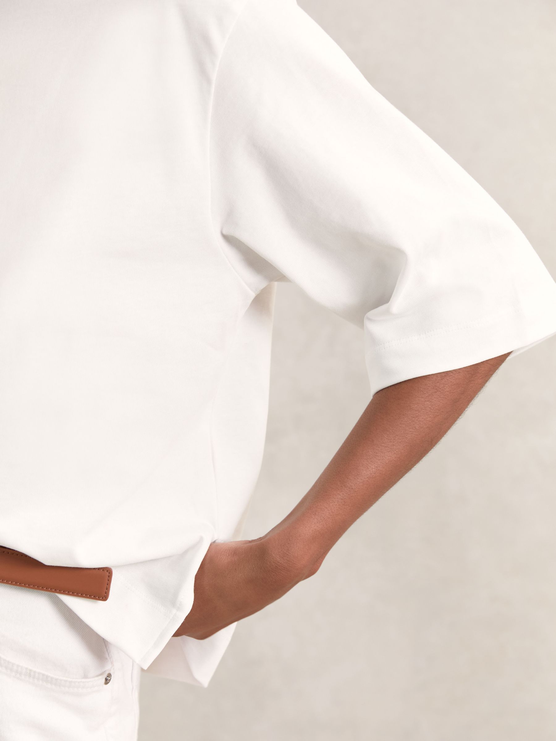 Oversized Cotton Crew Neck T-Shirt in White