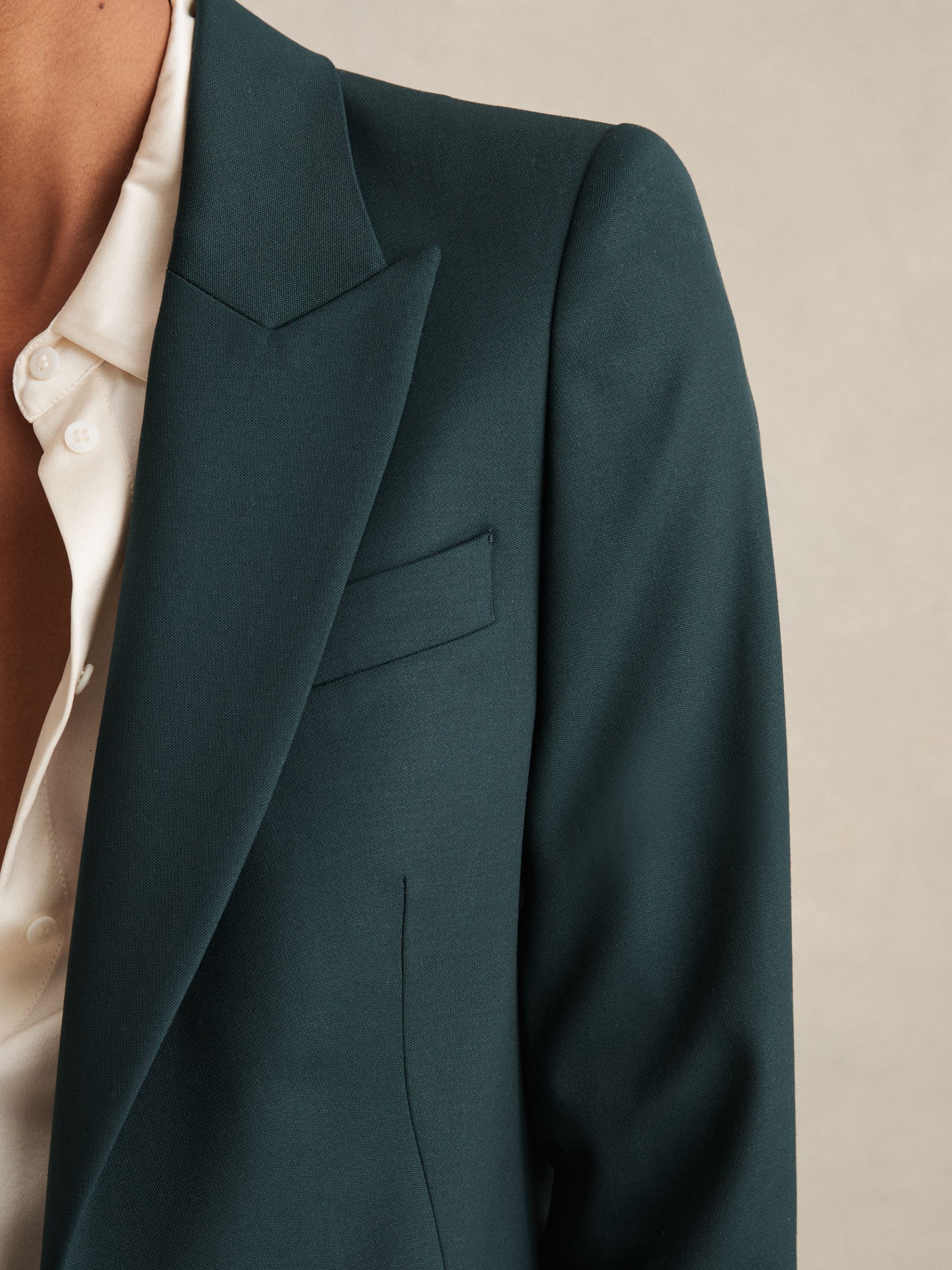 Petite Wool-Blend Single-Breasted Suit Blazer in Green