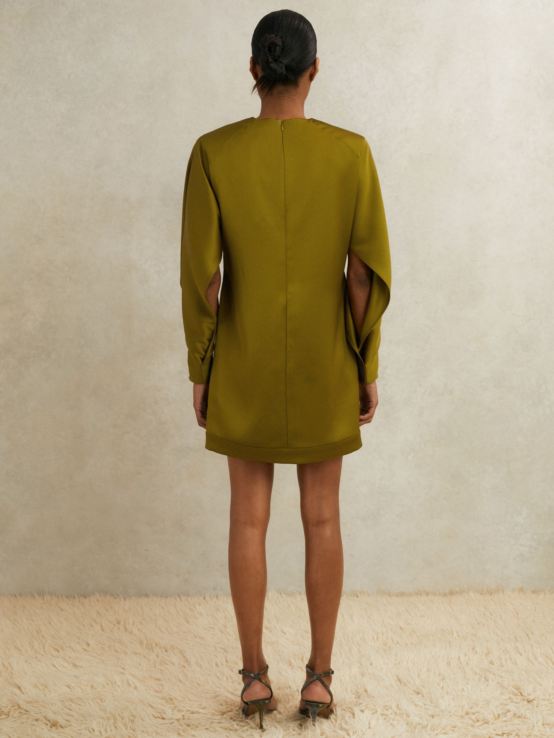 Atelier Satin Turn-Lock Mini Dress in Green