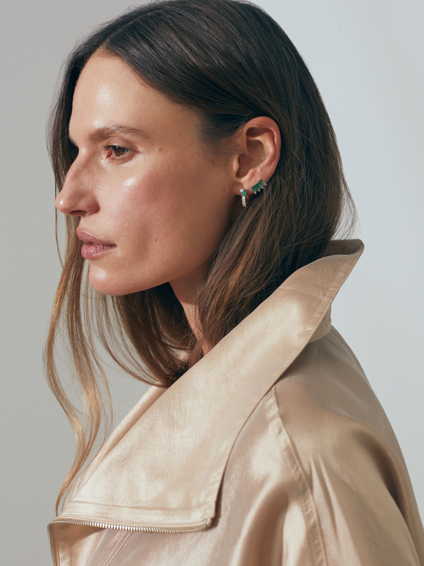 Atelier Zip-Through Jacket with Silk in Champagne