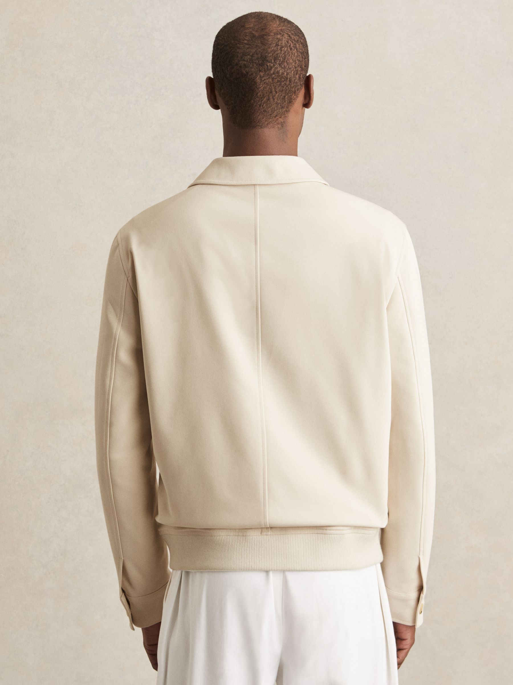 Cotton-Blend Button-Through Jacket in Light Stone