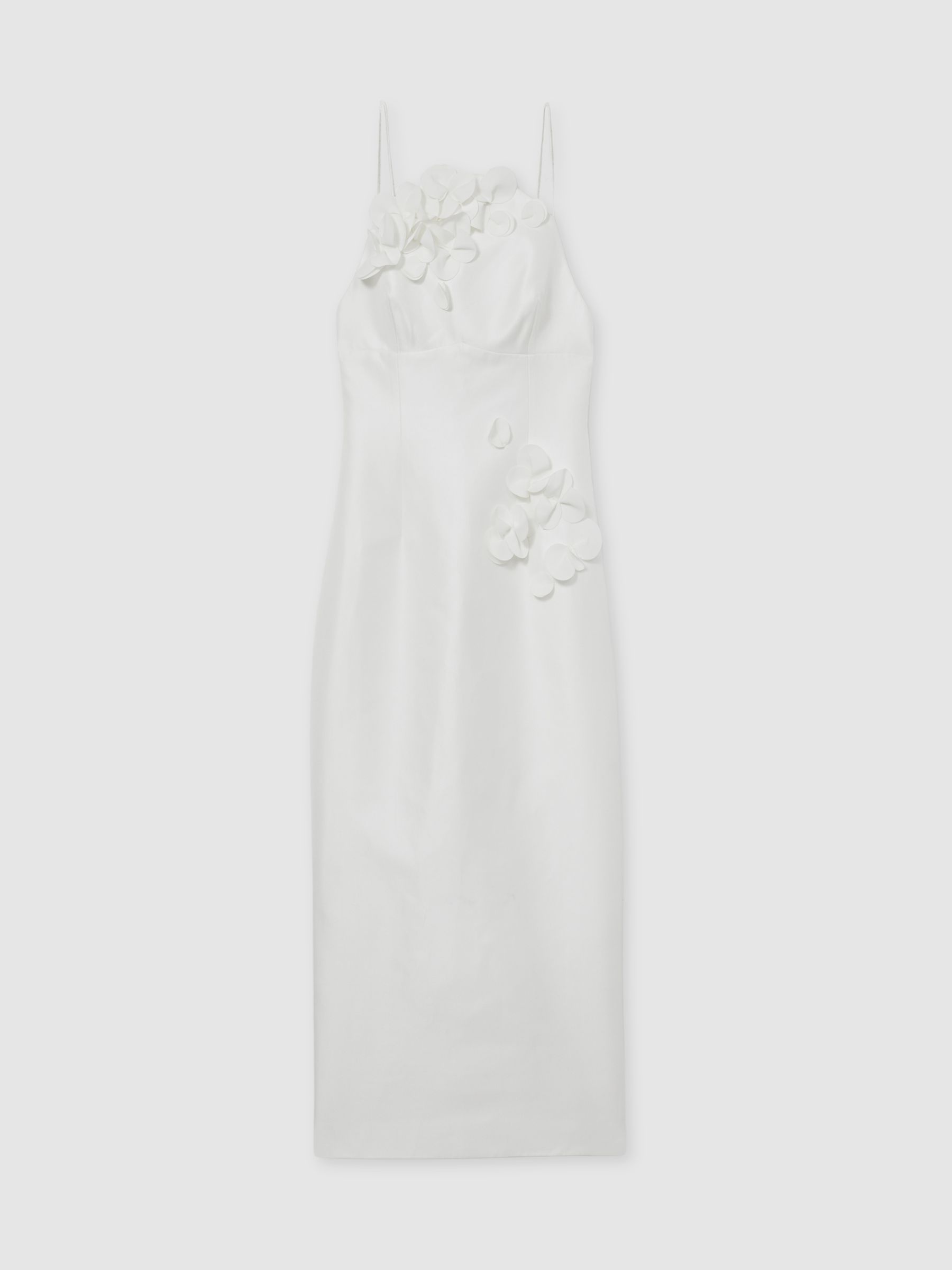 Acler Ivory Petal Detail Fitted Midi Dress in Ivory