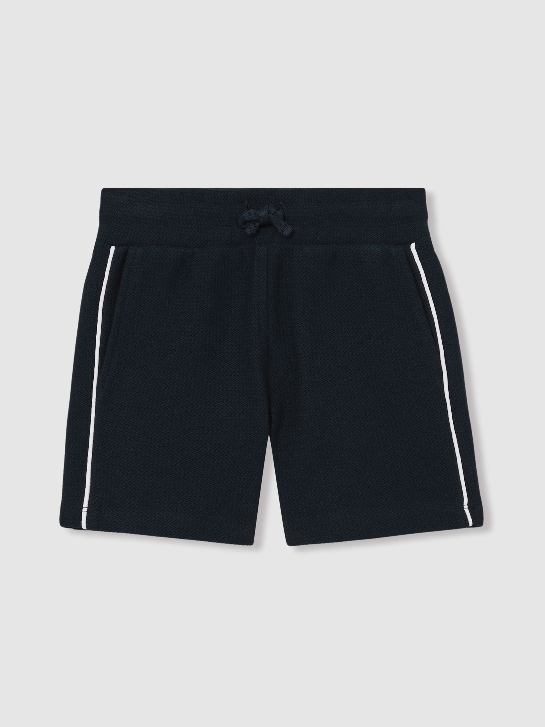 9-13 yrs Cotton Textured Piped Shorts in Navy