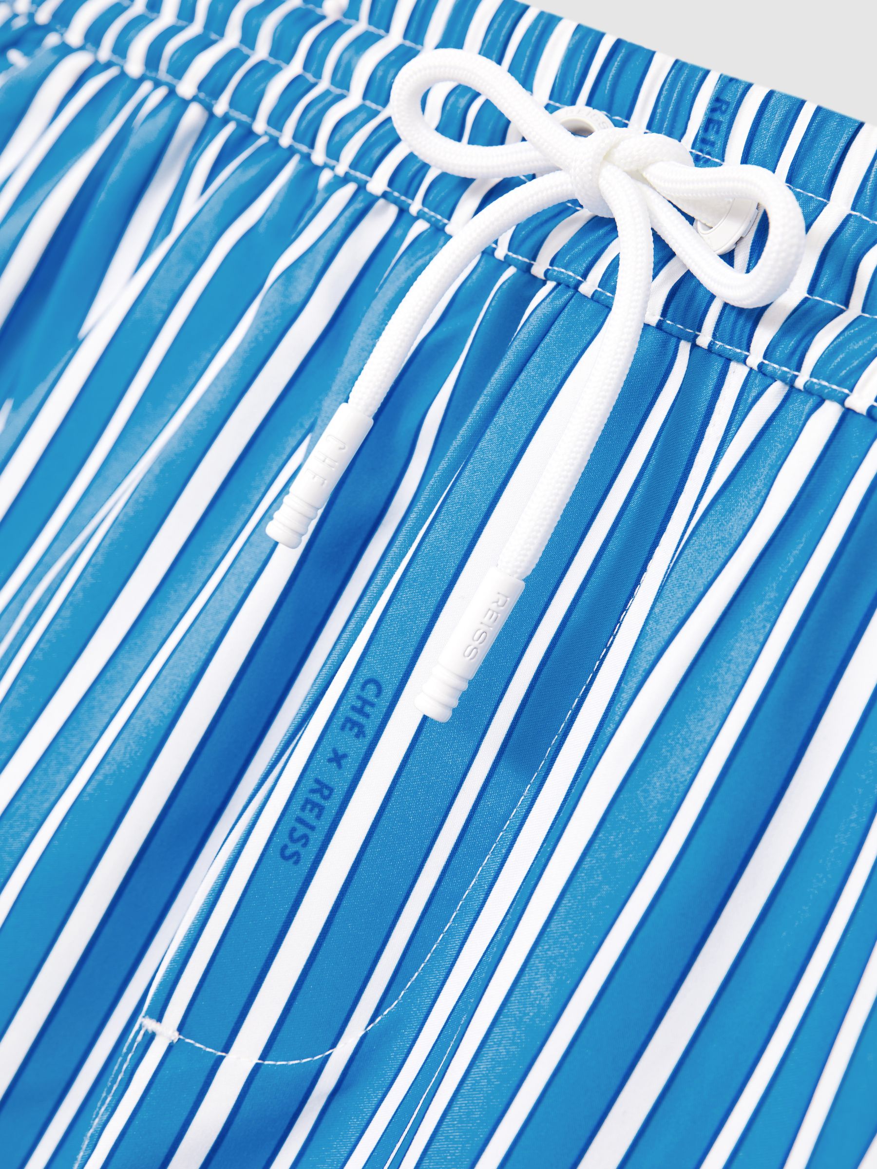 Reiss | Ché Stripe Swim Shorts in Blue/White