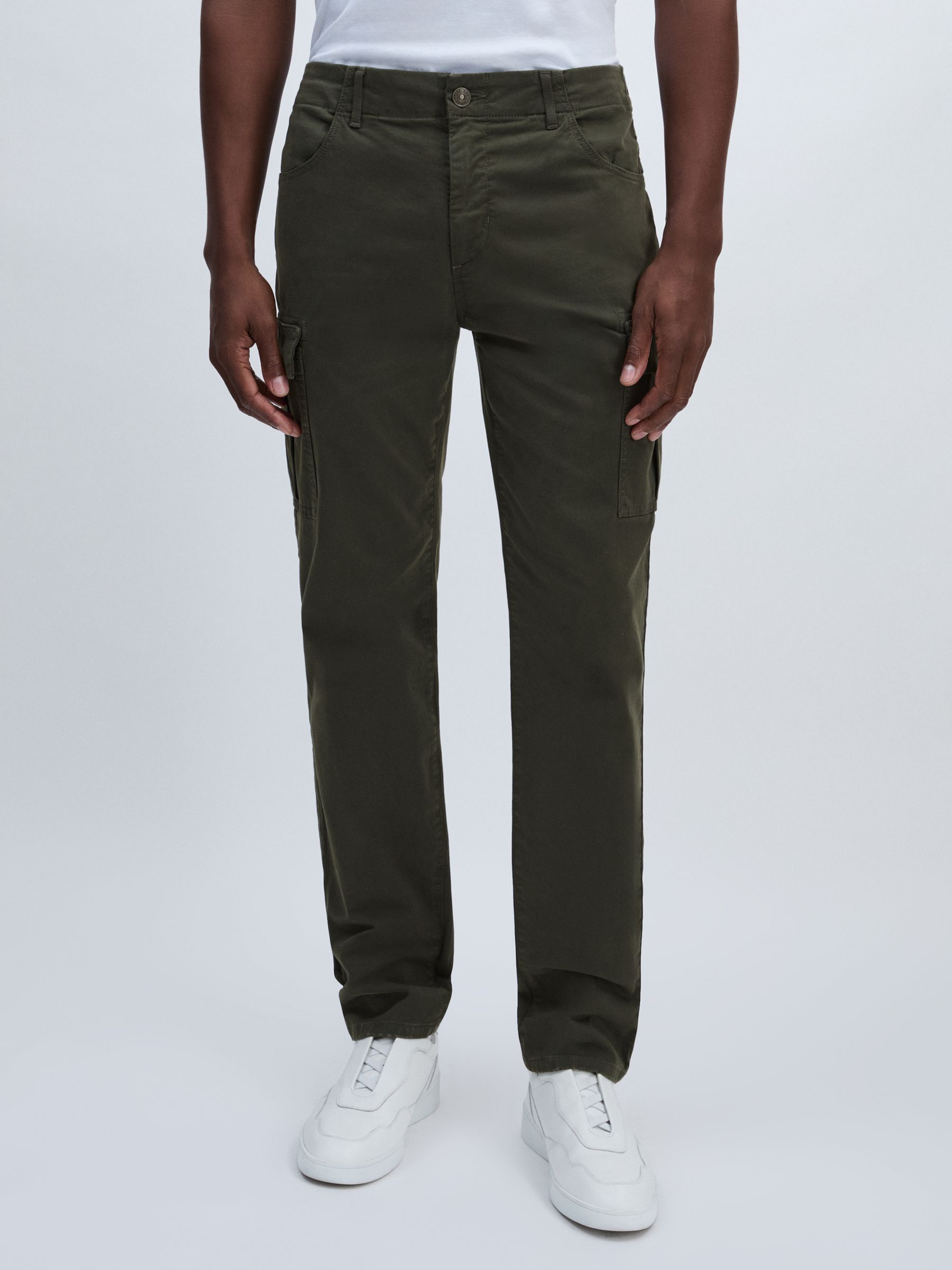 Paige Stretch-Cotton Slim Cargo Trousers in Khaki