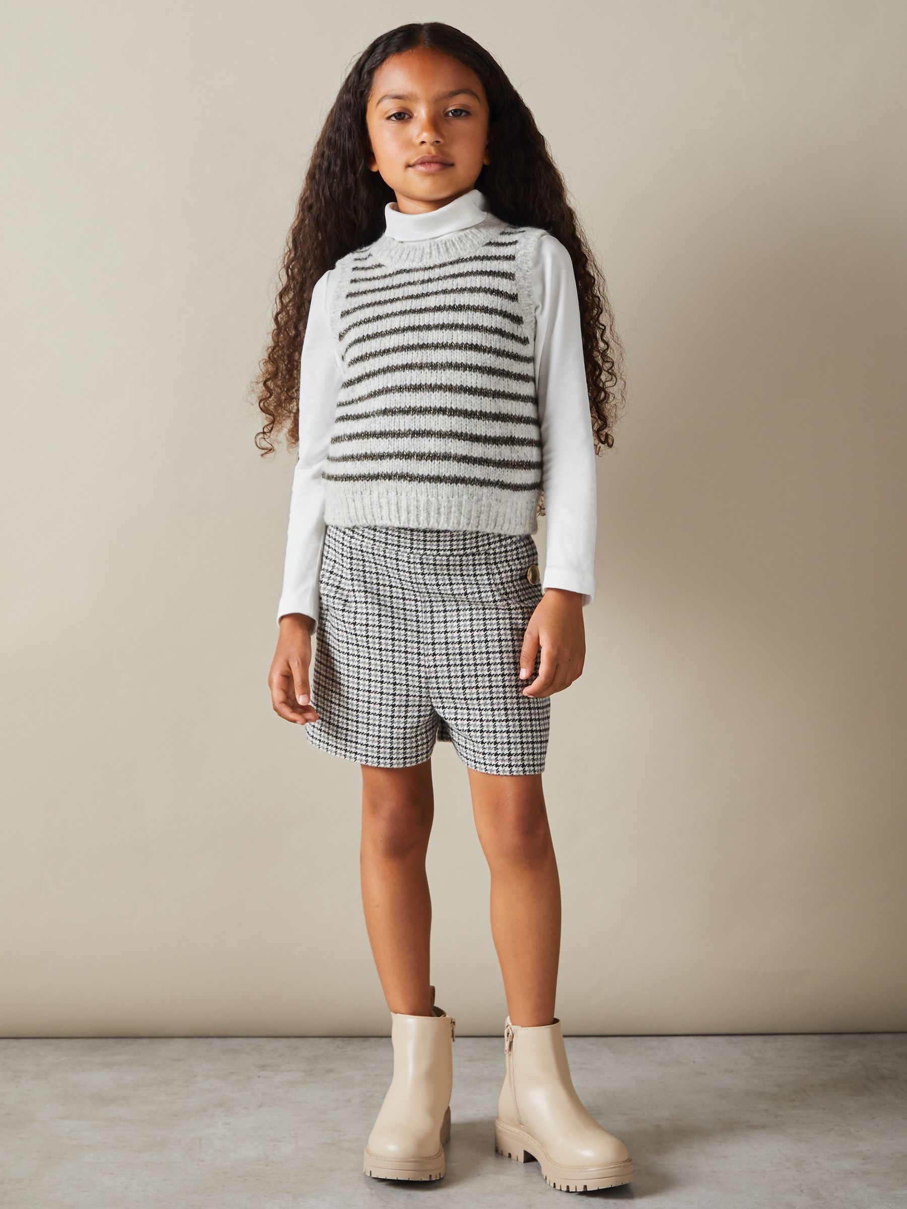 9-13 yrs Wool Blend Striped Vest in Grey