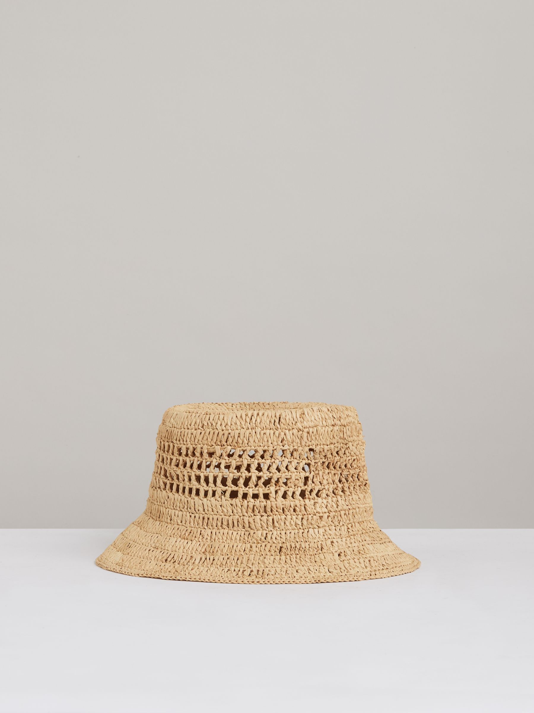 Straw Bucket Hat in Natural