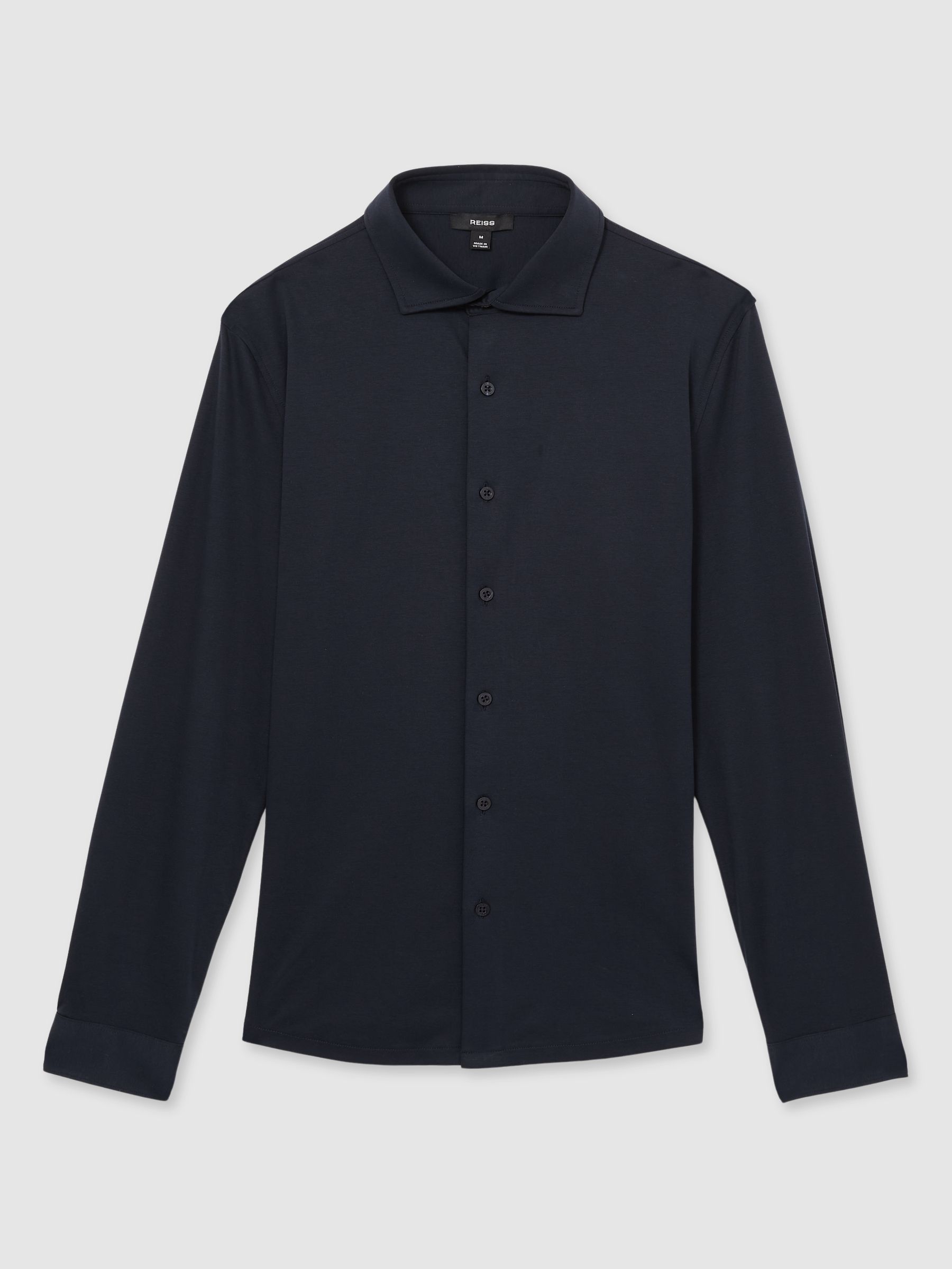 Air-Water Cotton Button-Through Shirt in Navy