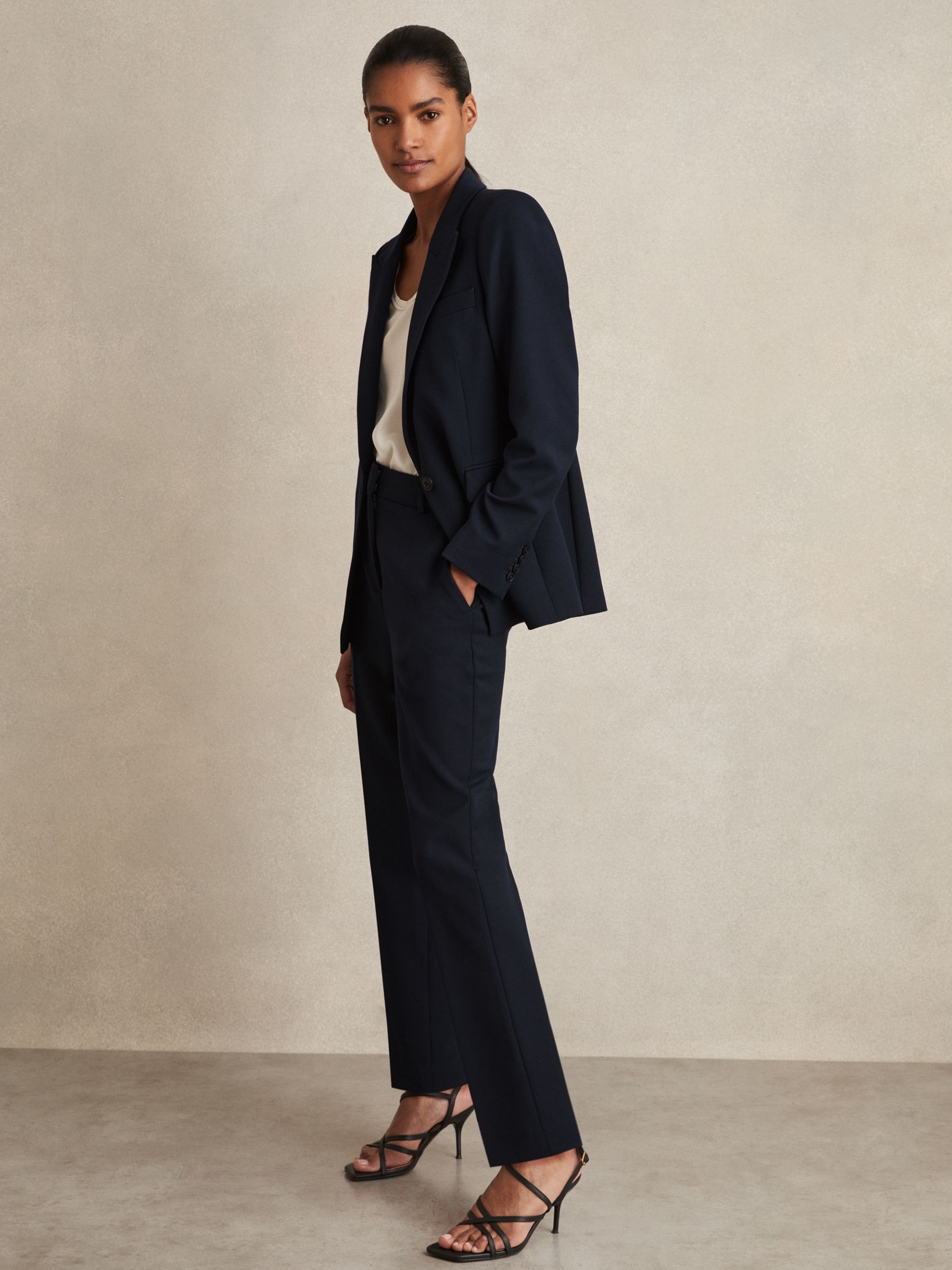 Petite Slim Fit Suit Trousers in Navy