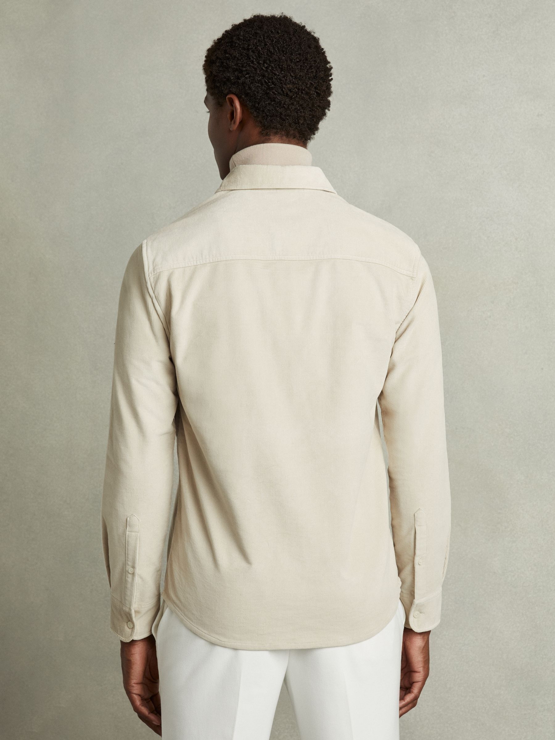 Cotton-Blend Corduroy Overshirt in Stone