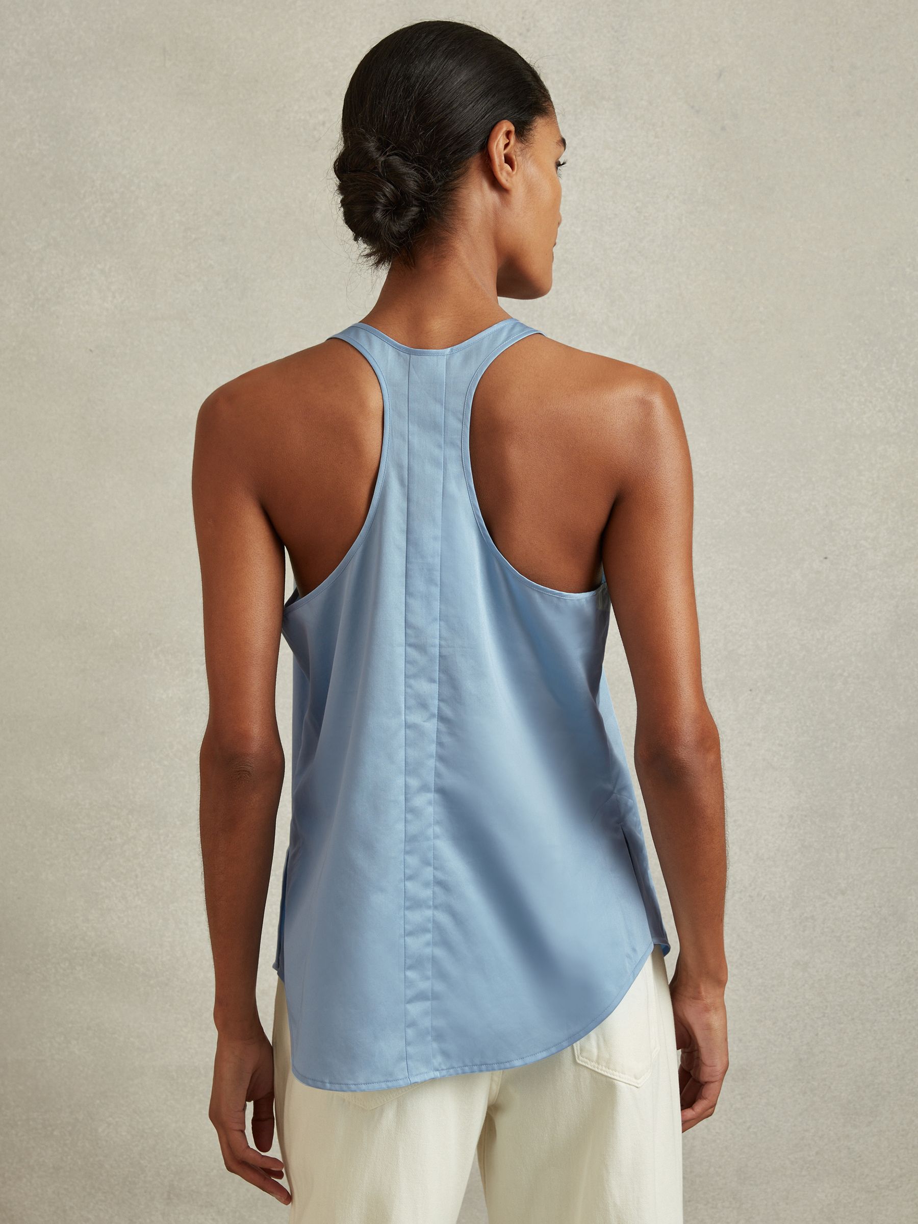 Relaxed Cotton Scoop Neck Vest in Blue