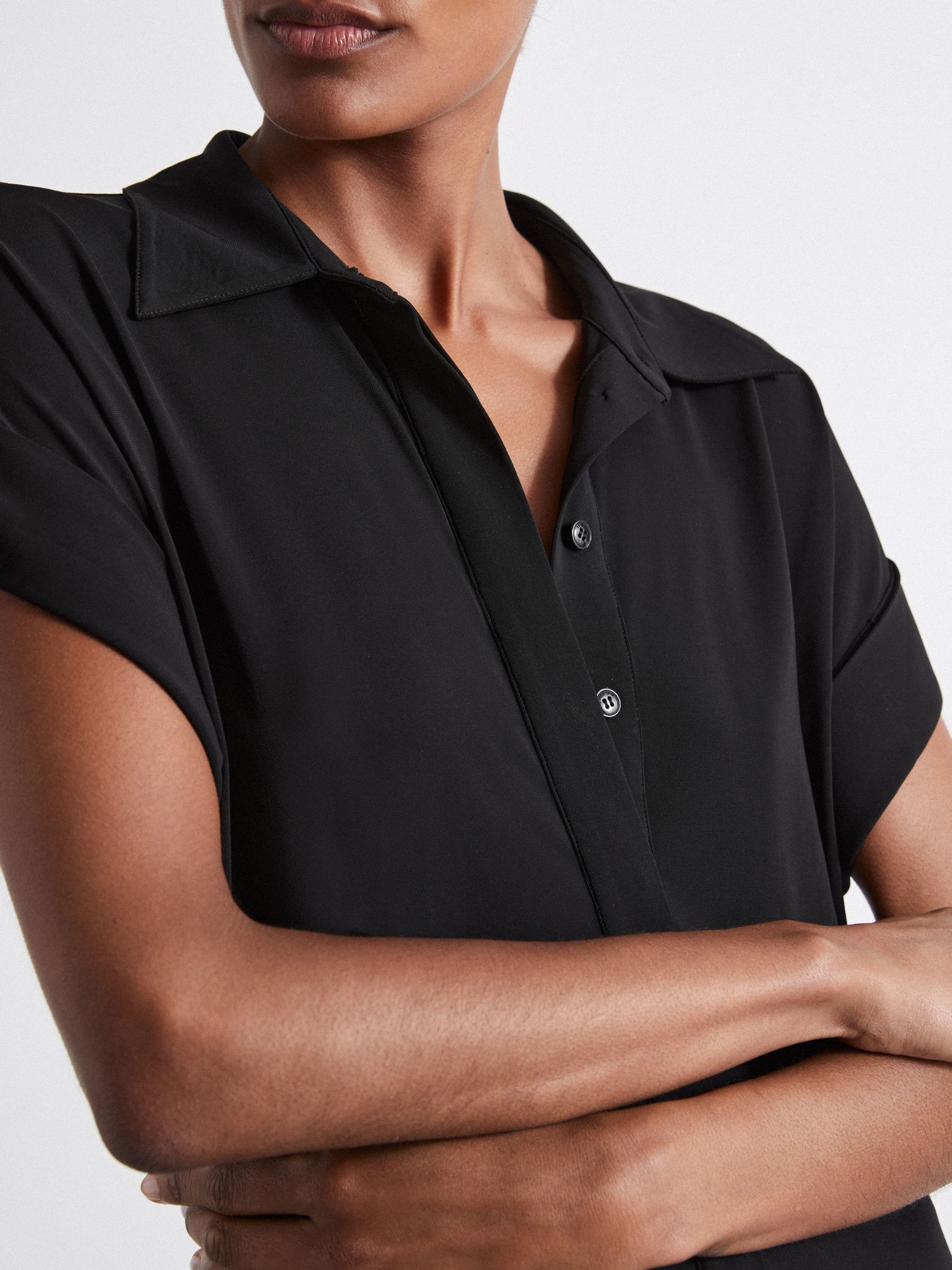 Atelier Polo-Collar Jersey Maxi Dress in Black