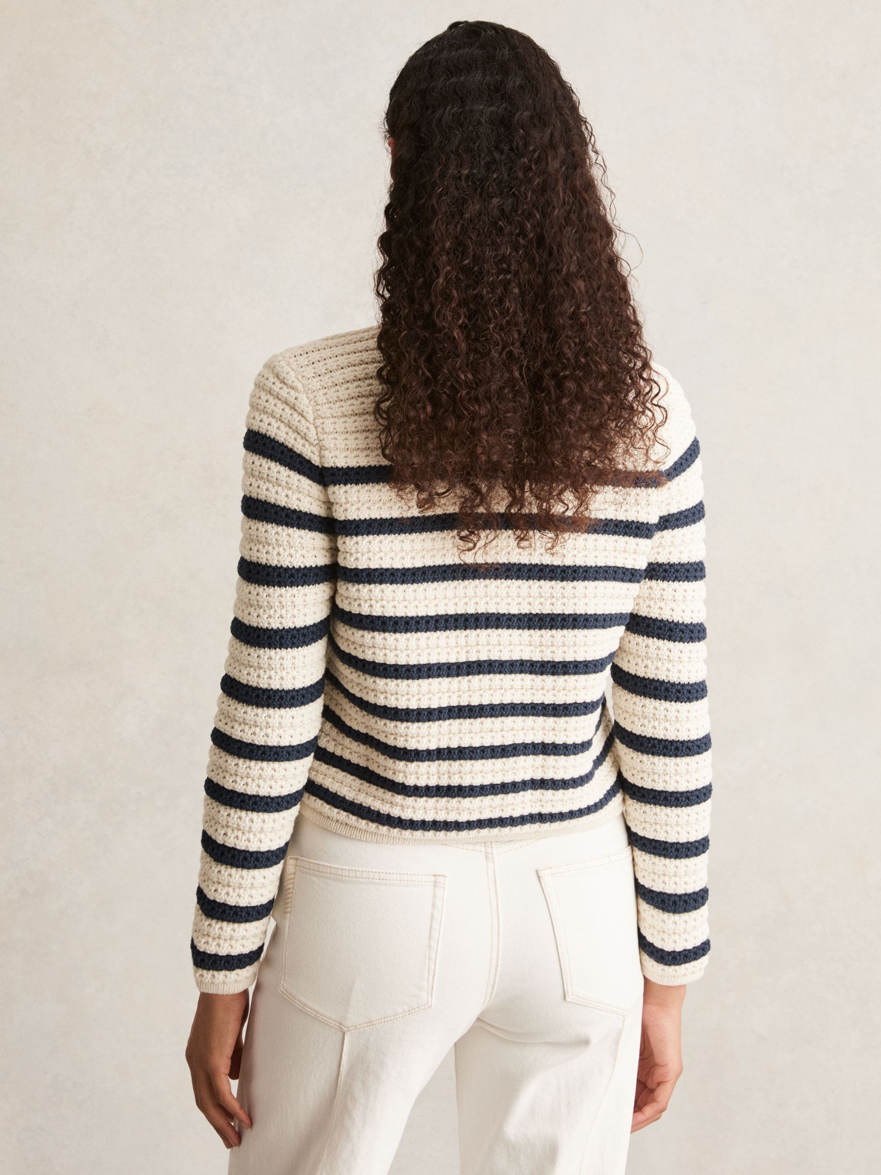 Paige Ivory Textured Knit Stripe Cardigan in Ivory
