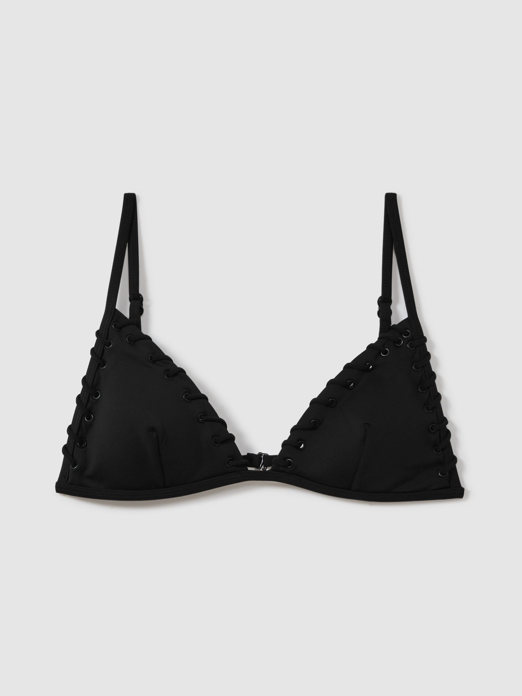 Good American Whip Stitch Triangle Bikini Top in Black