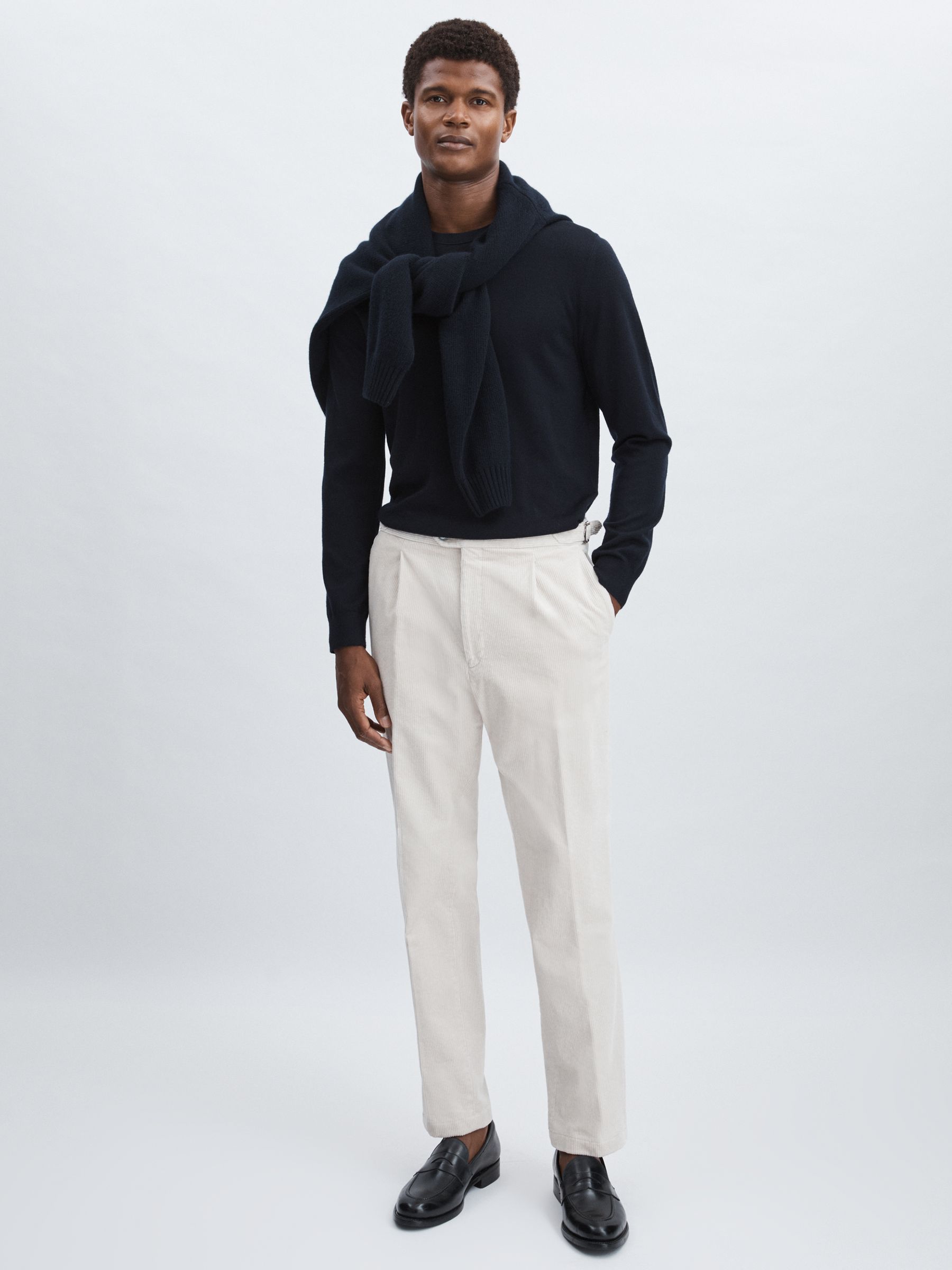 Oscar Jacobson Regular-Fit Corduroy Trousers in White