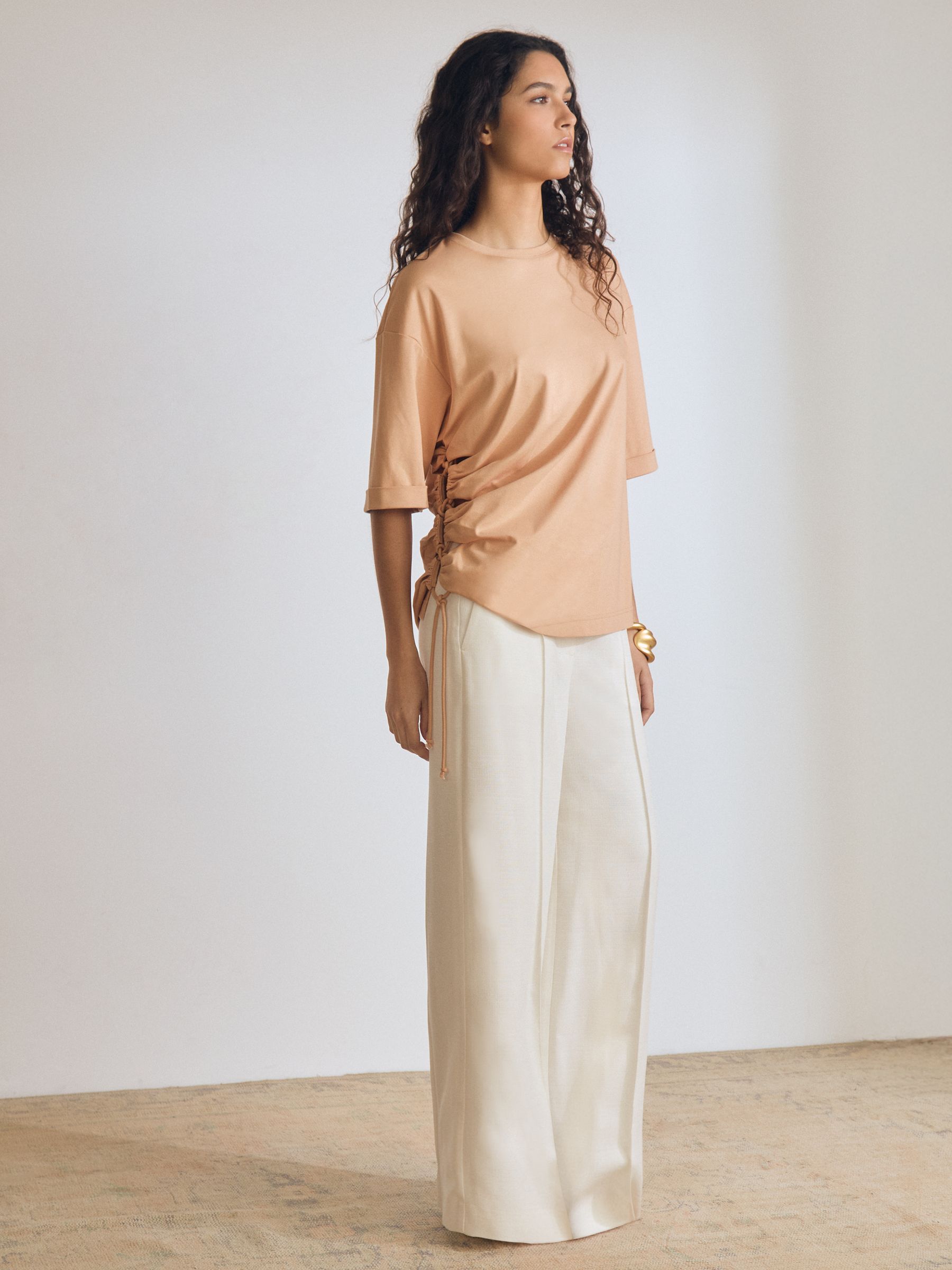 Atelier Cotton Cut-Out Rope-Cord Top in Neutral