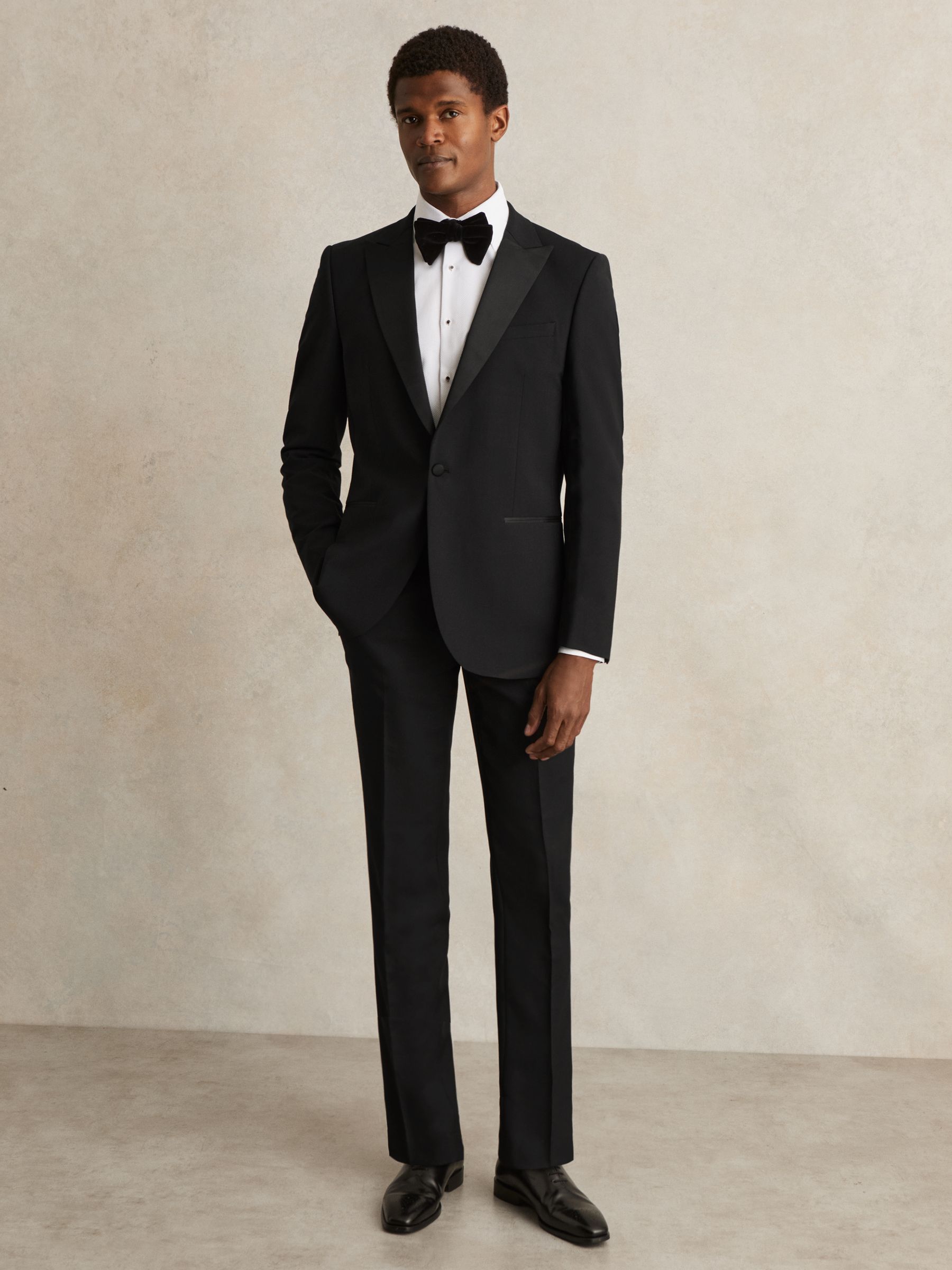 Wool-Blend Slim-Fit Tuxedo Trousers in Black