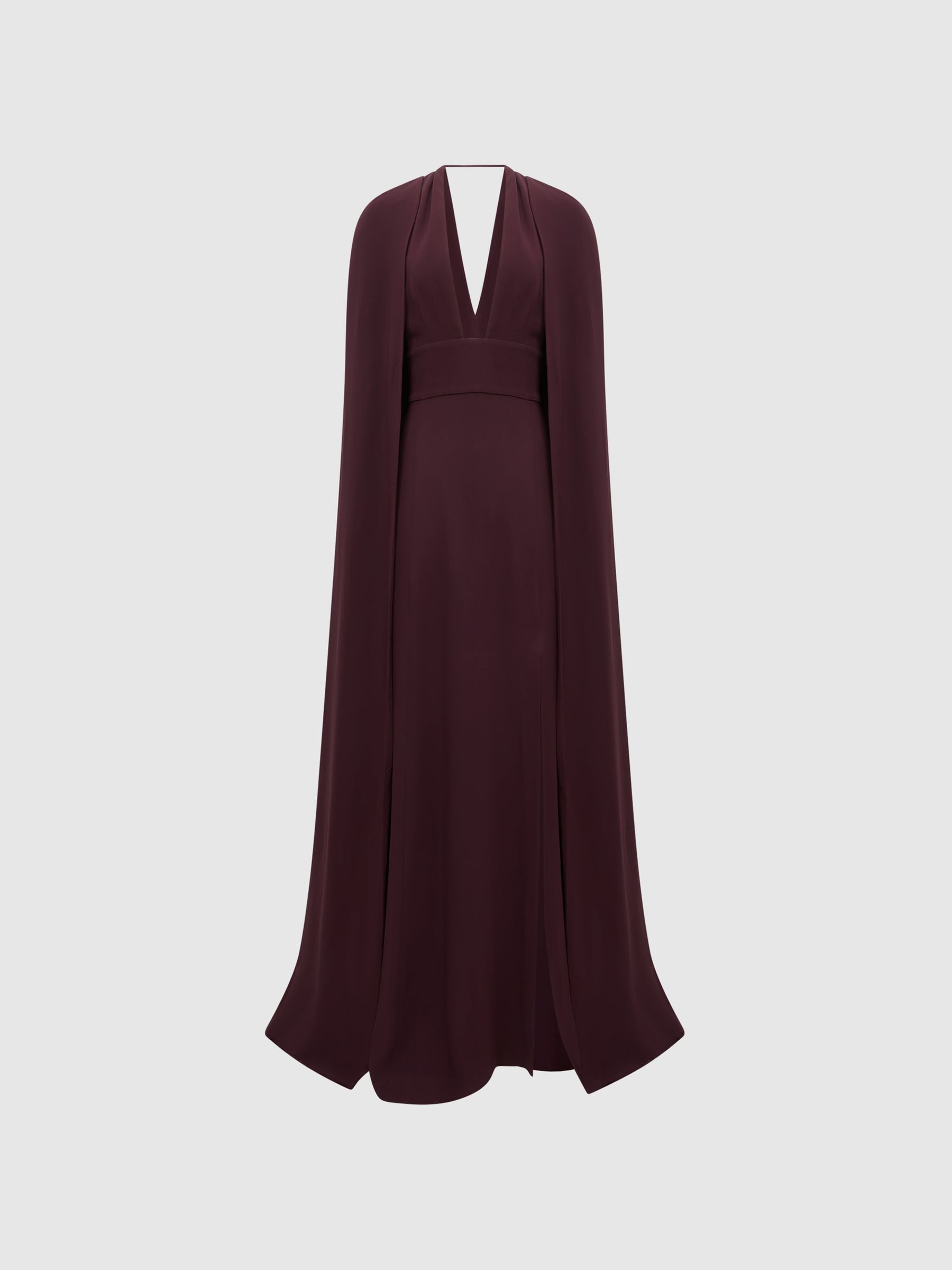 Maxi Dress With Cape in Burgundy