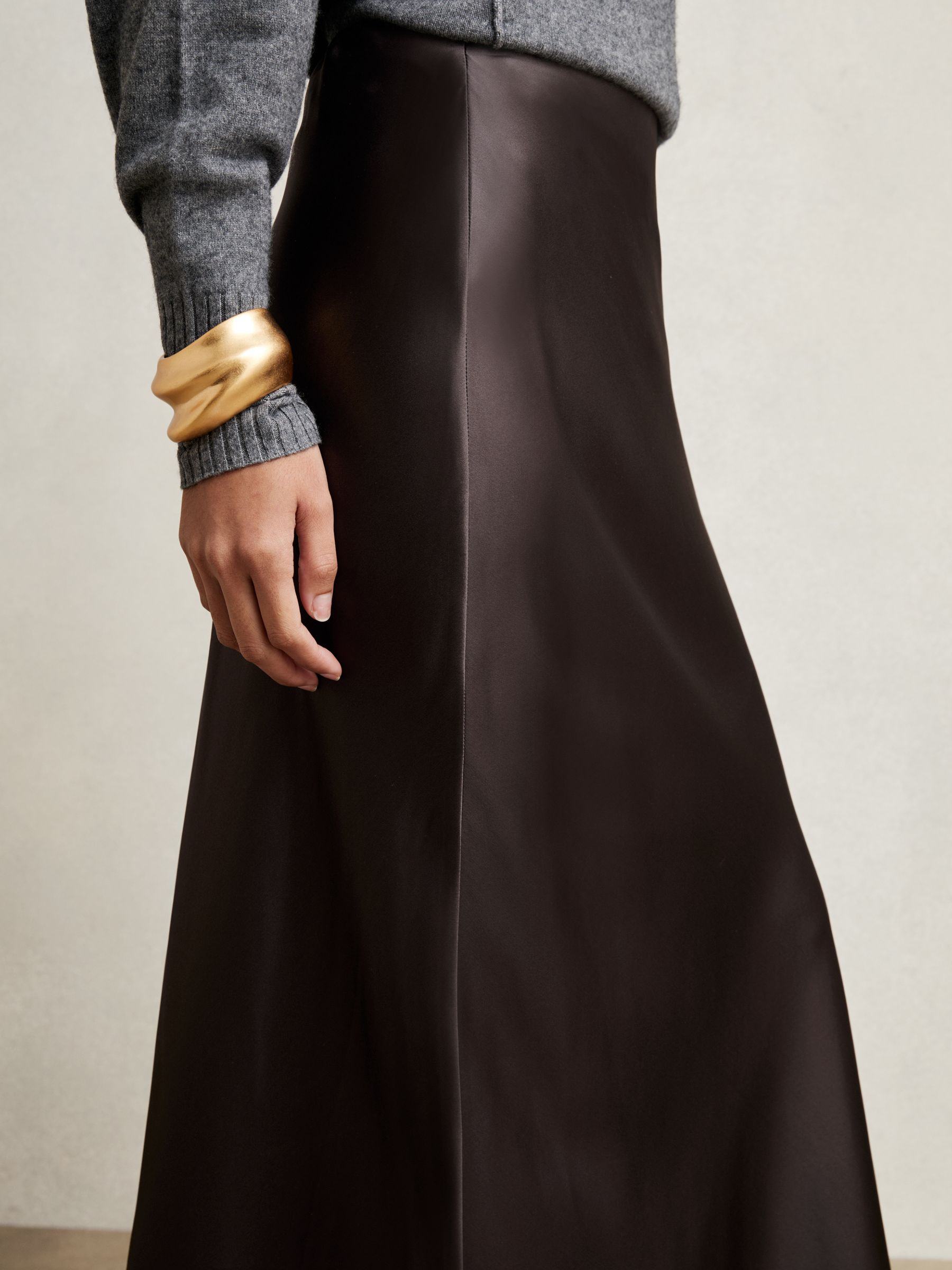 Silk Slip Maxi Skirt in Mauve