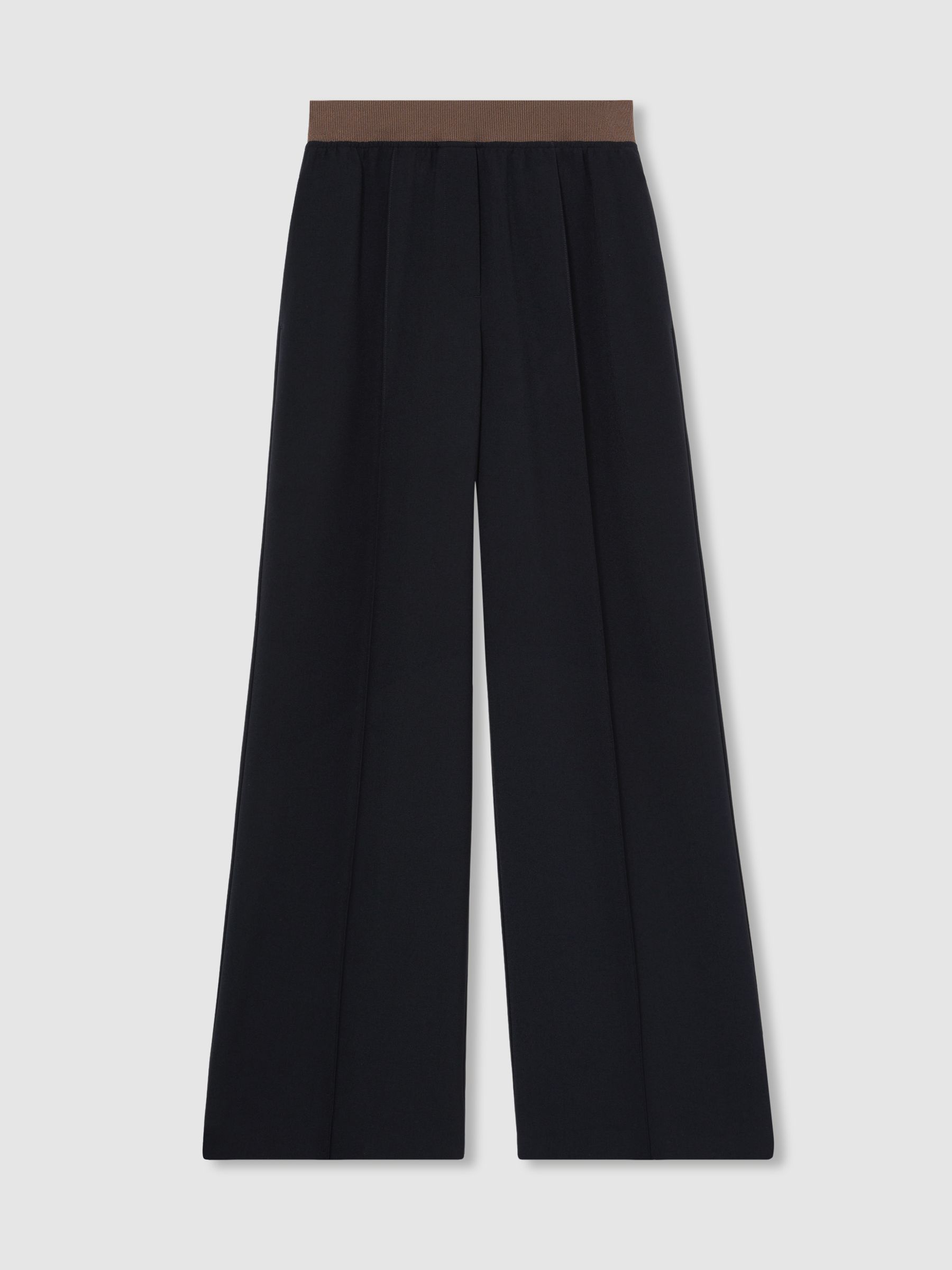 Petite Wide-Leg Elasticated-Waist Trousers in Navy