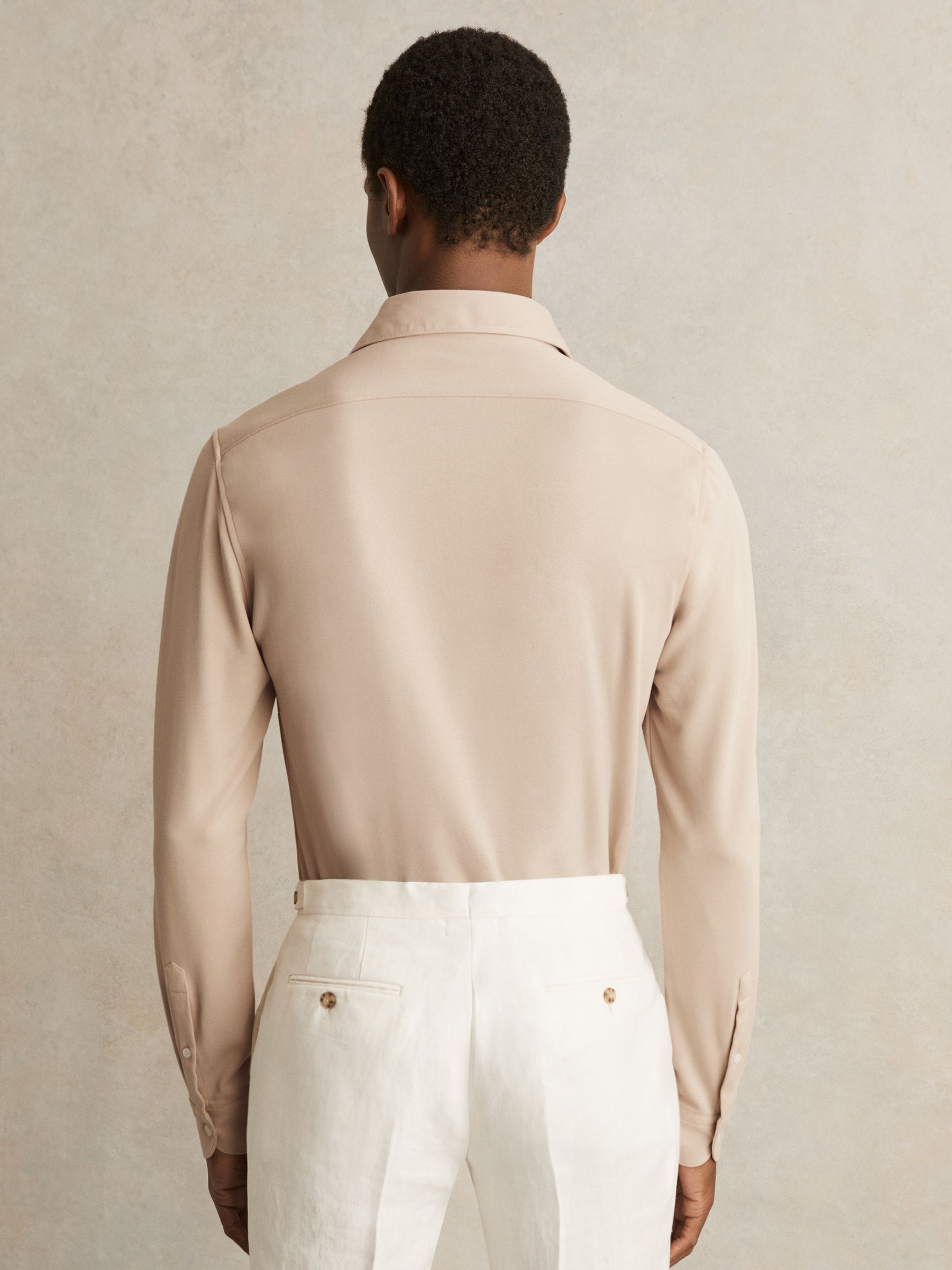 Modal Blend Cutaway Collar Shirt in Stone