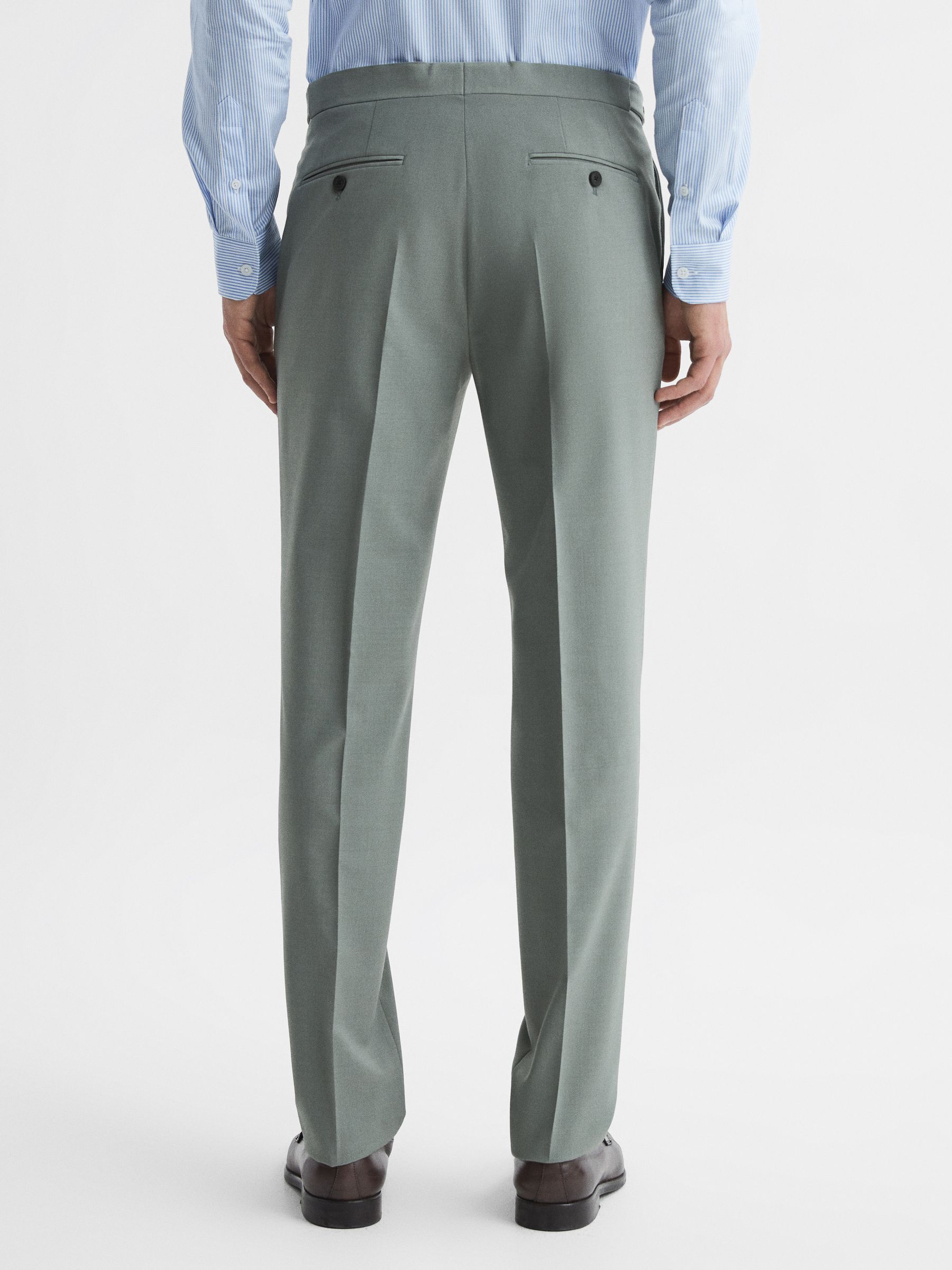 Slim Fit Wool Blend Trousers in Sage